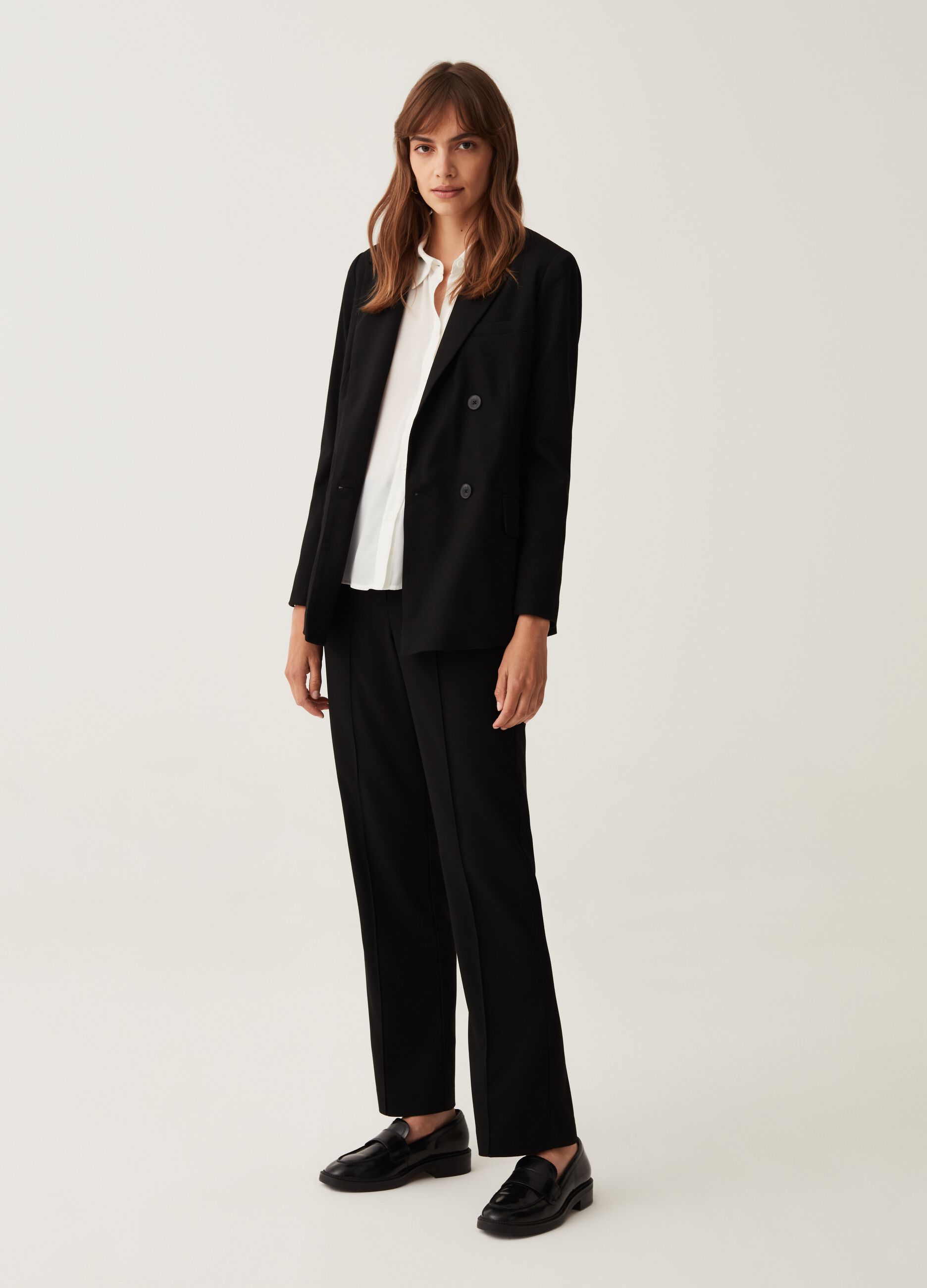 Stretch wide-leg trousers