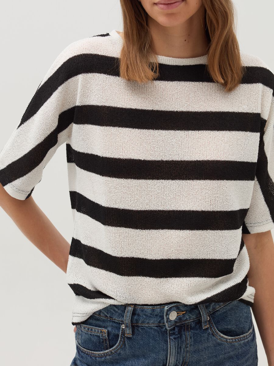 Striped T-shirt with elbow-length sleeves_3
