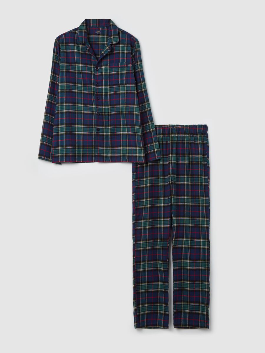 Pigiama lungo in flanella fantasia tartan_4