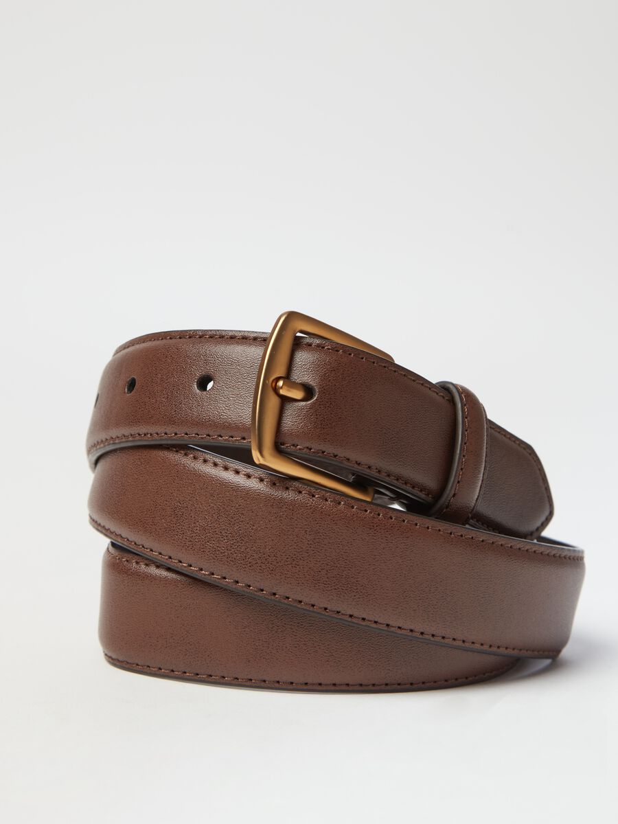 Contemporary leather belt with satin-effect buckle_2