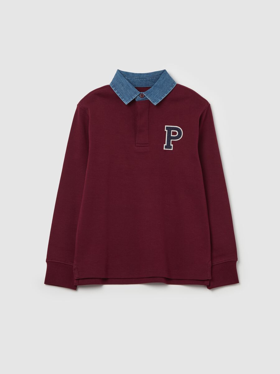 Polo shirt with long sleeves and bouclé patch_3