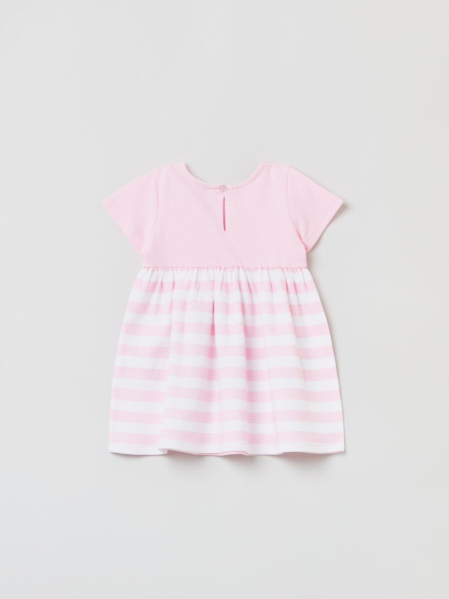 Dress with striped print and round neck_1