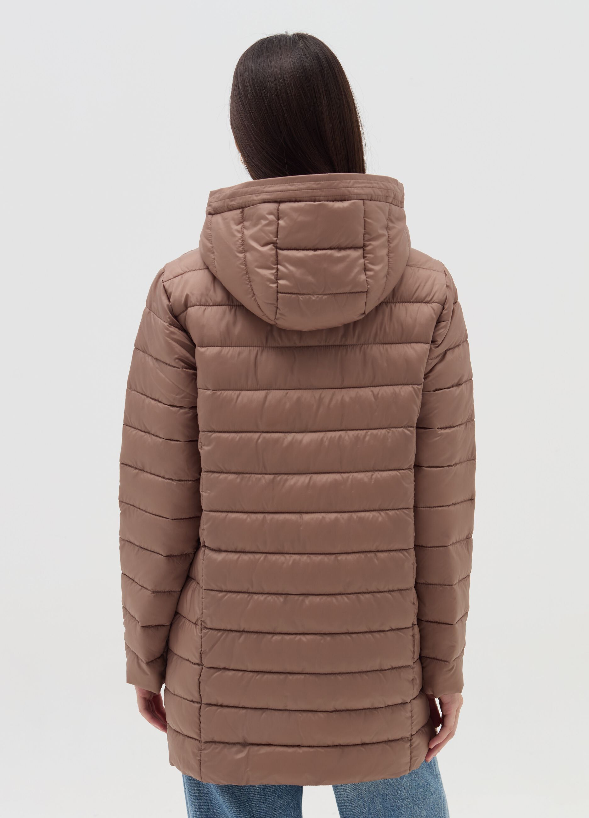 Essential long ultralight down jacket