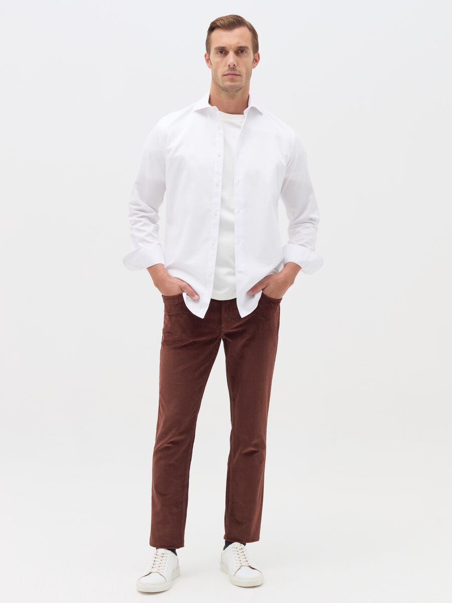 Trousers with five pockets in corduroy_0