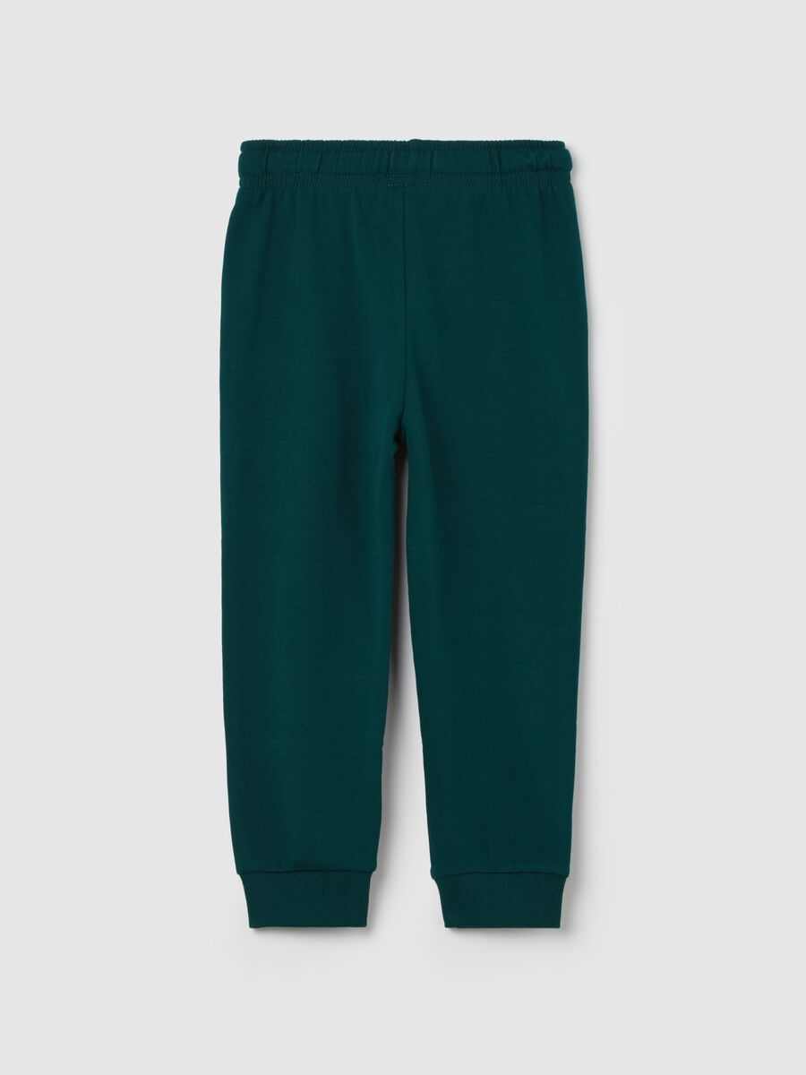 Joggers in cotone bio con coulisse e stampa_1