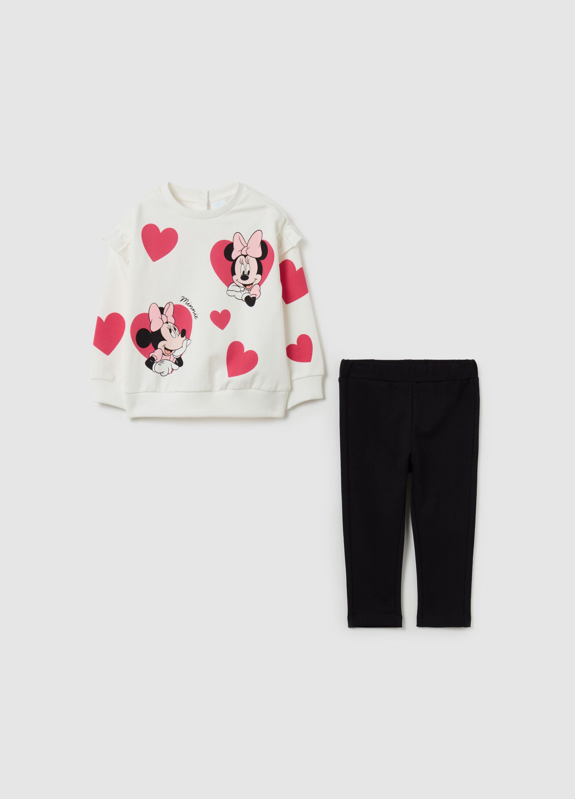 Jogging set with frills and Minnie Mouse print