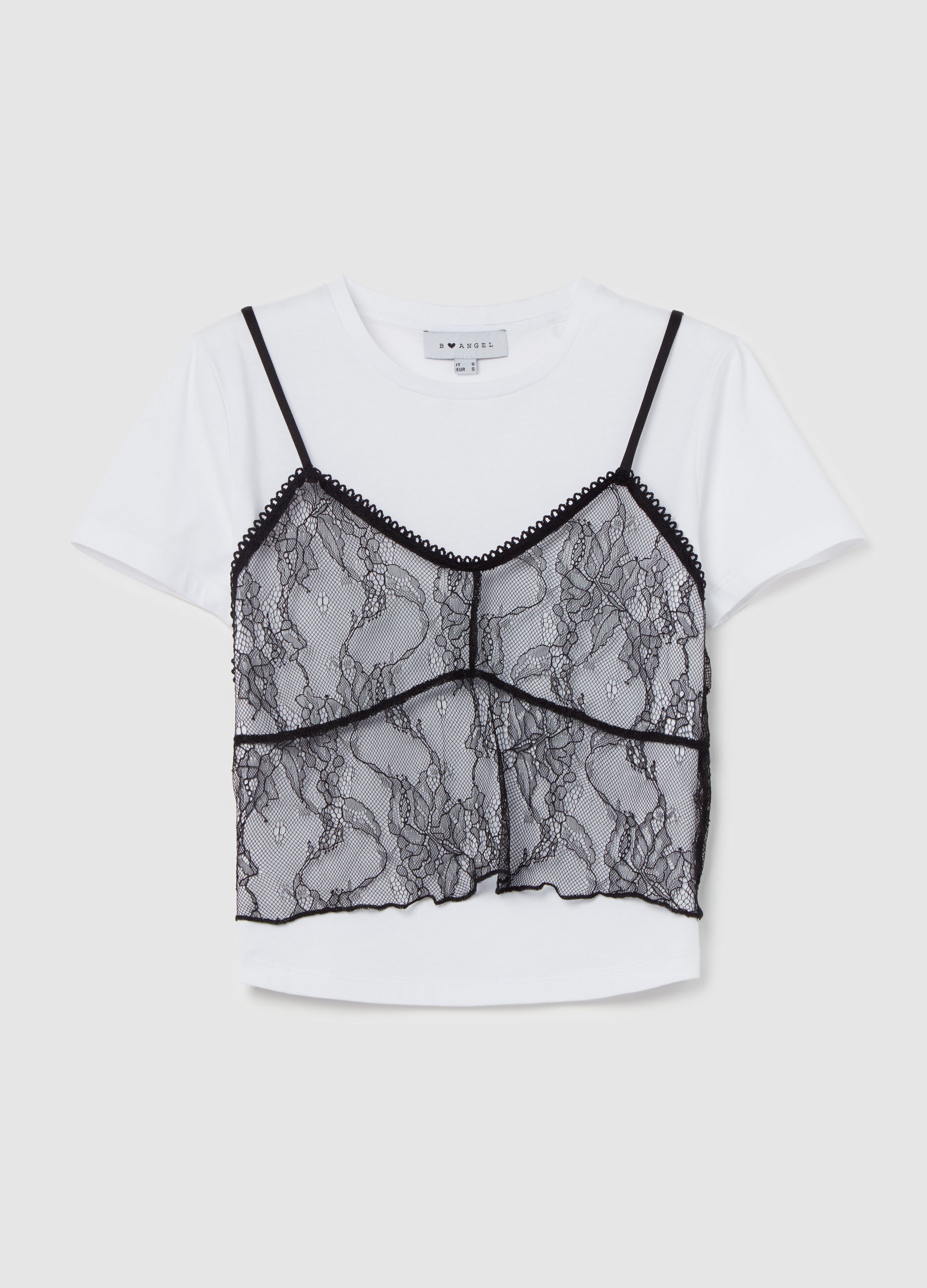 T-shirt with lace top