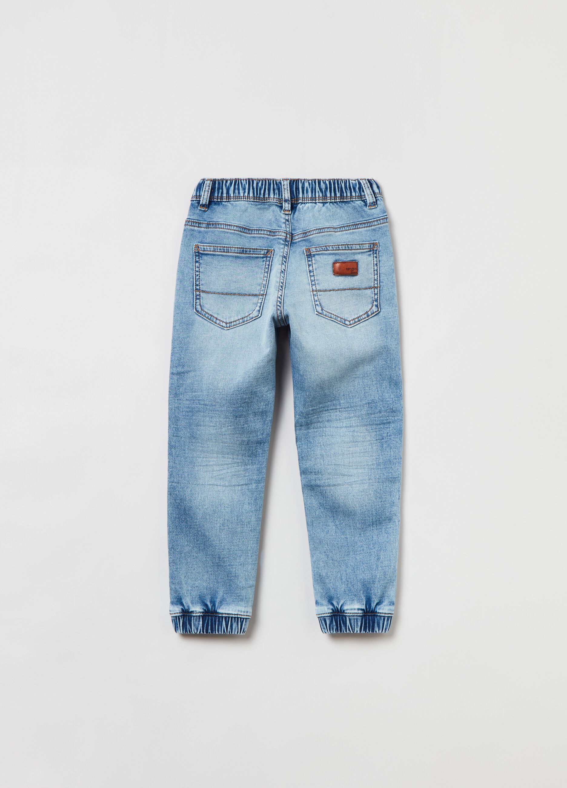 Denim joggers with pockets