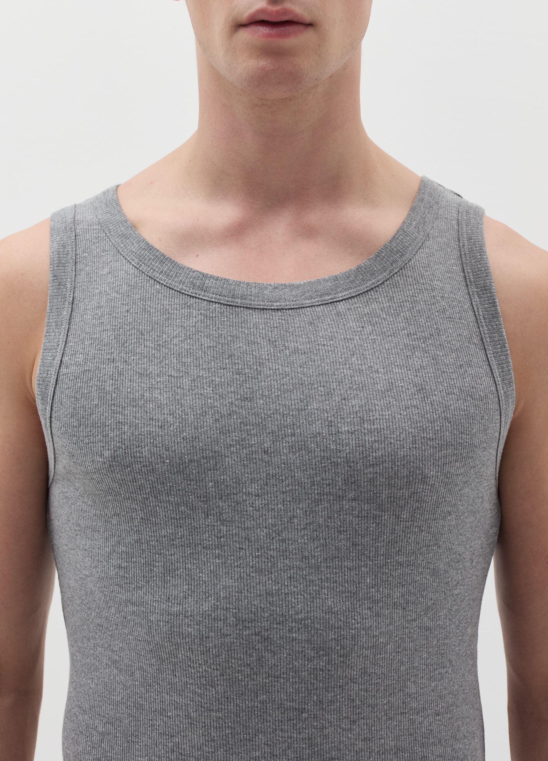 Thin rib racerback vest in organic cotton