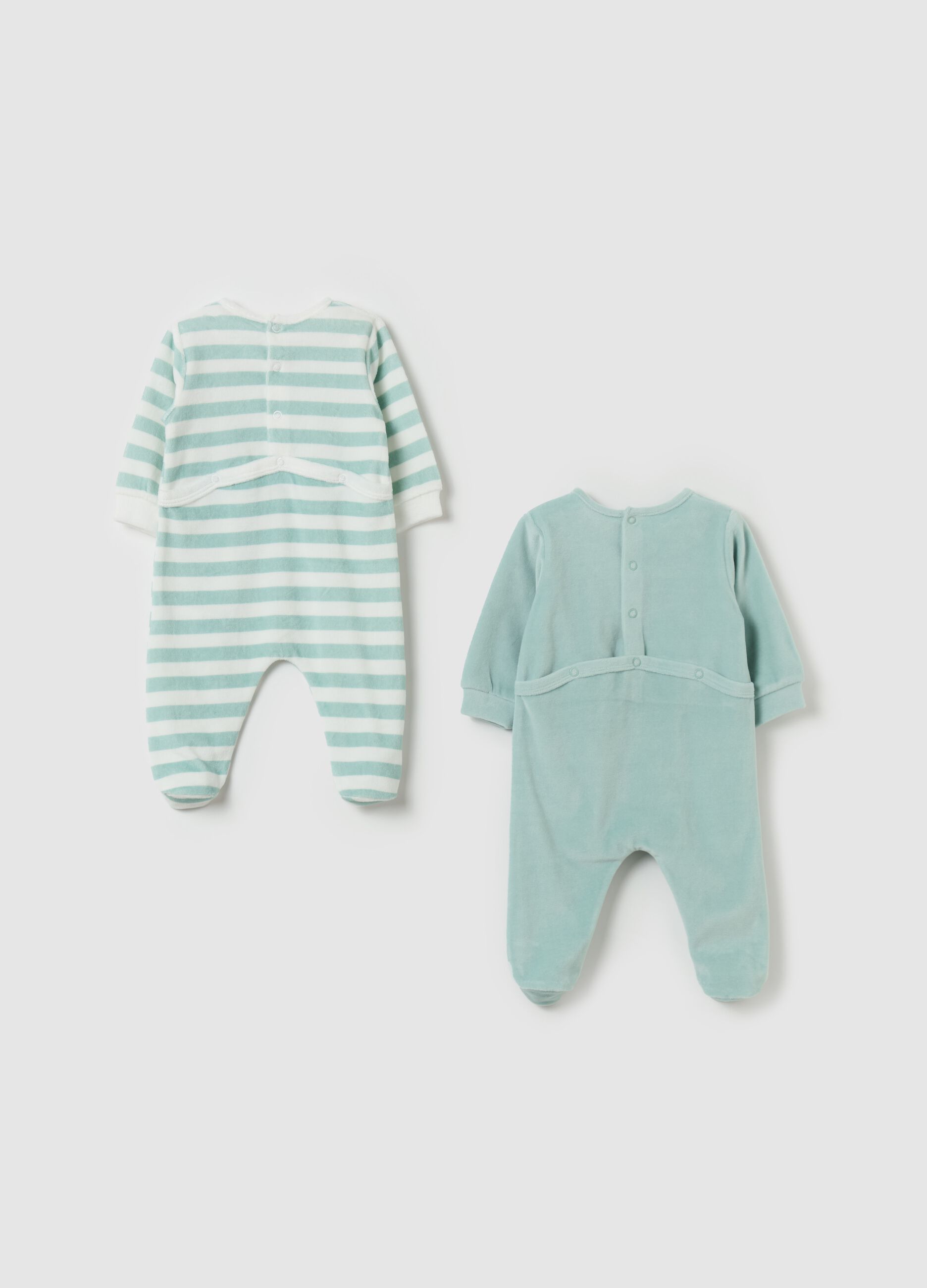 Two-pack velour onesies with feet