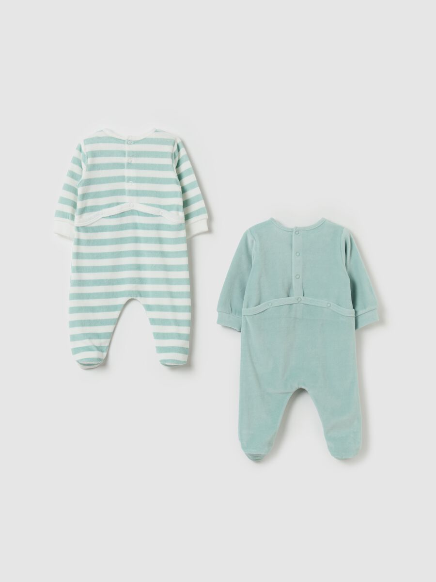 Two-pack velour onesies with feet_1