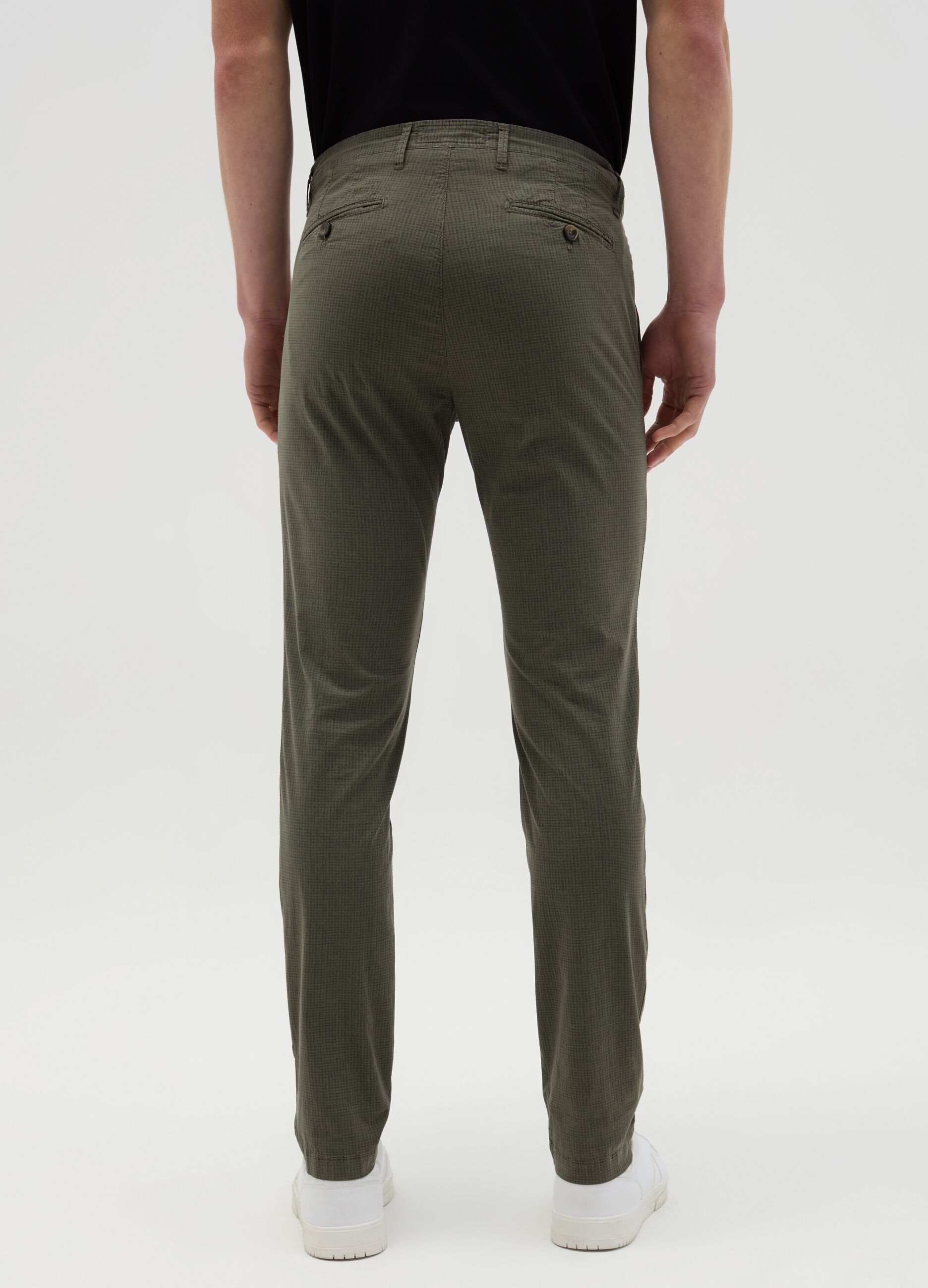 Slim-fit chino trousers in seersucker