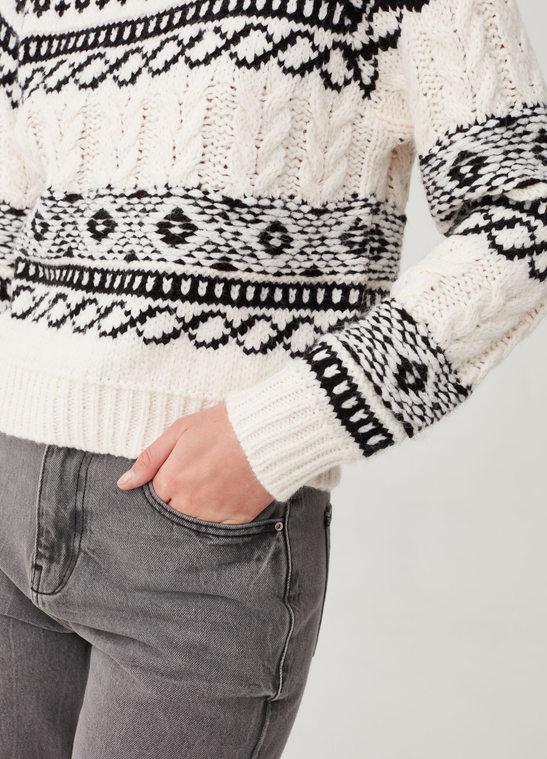 Pullover with Norwegian jacquard design