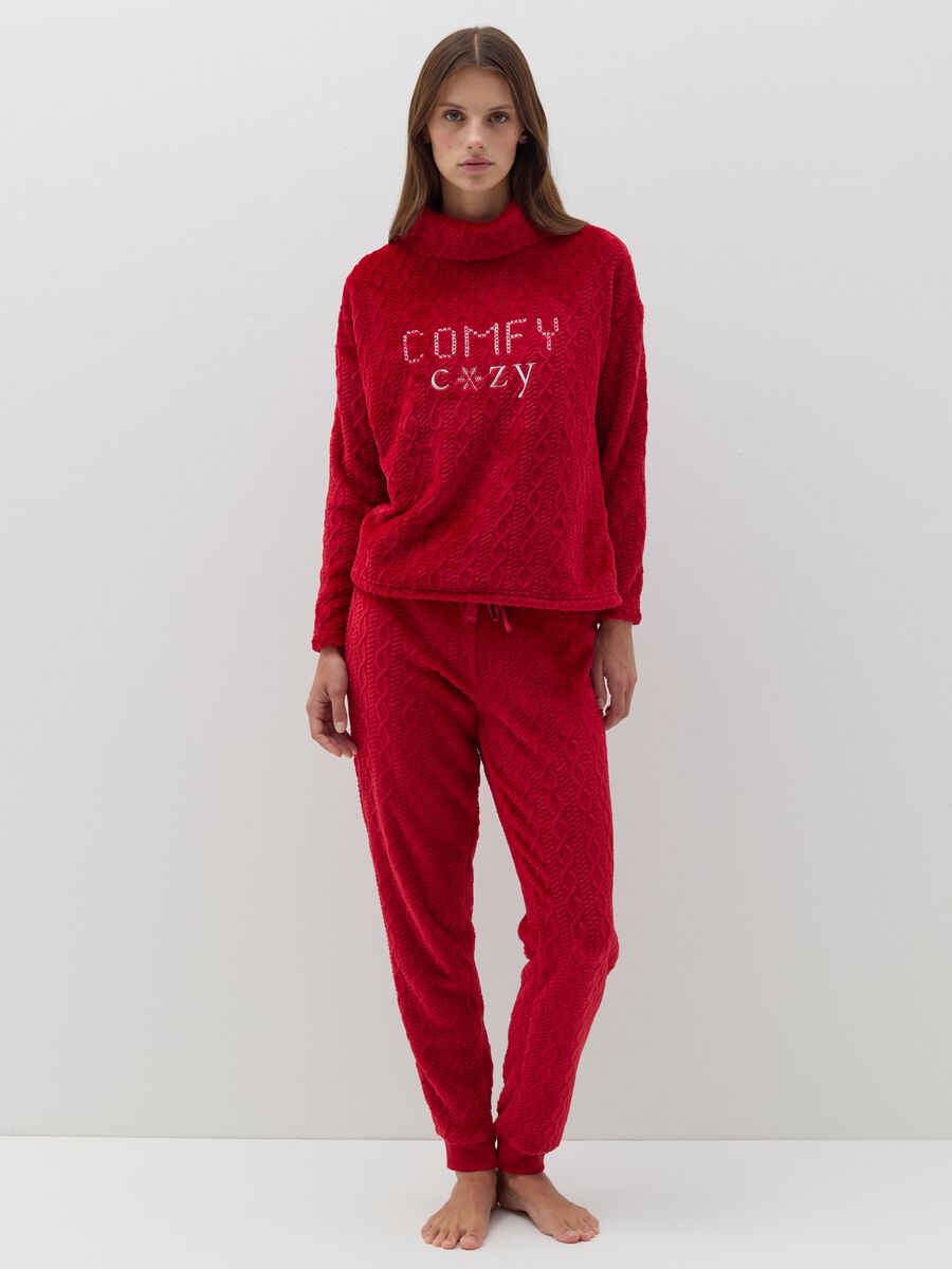 Cable-knit pyjama trousers_0