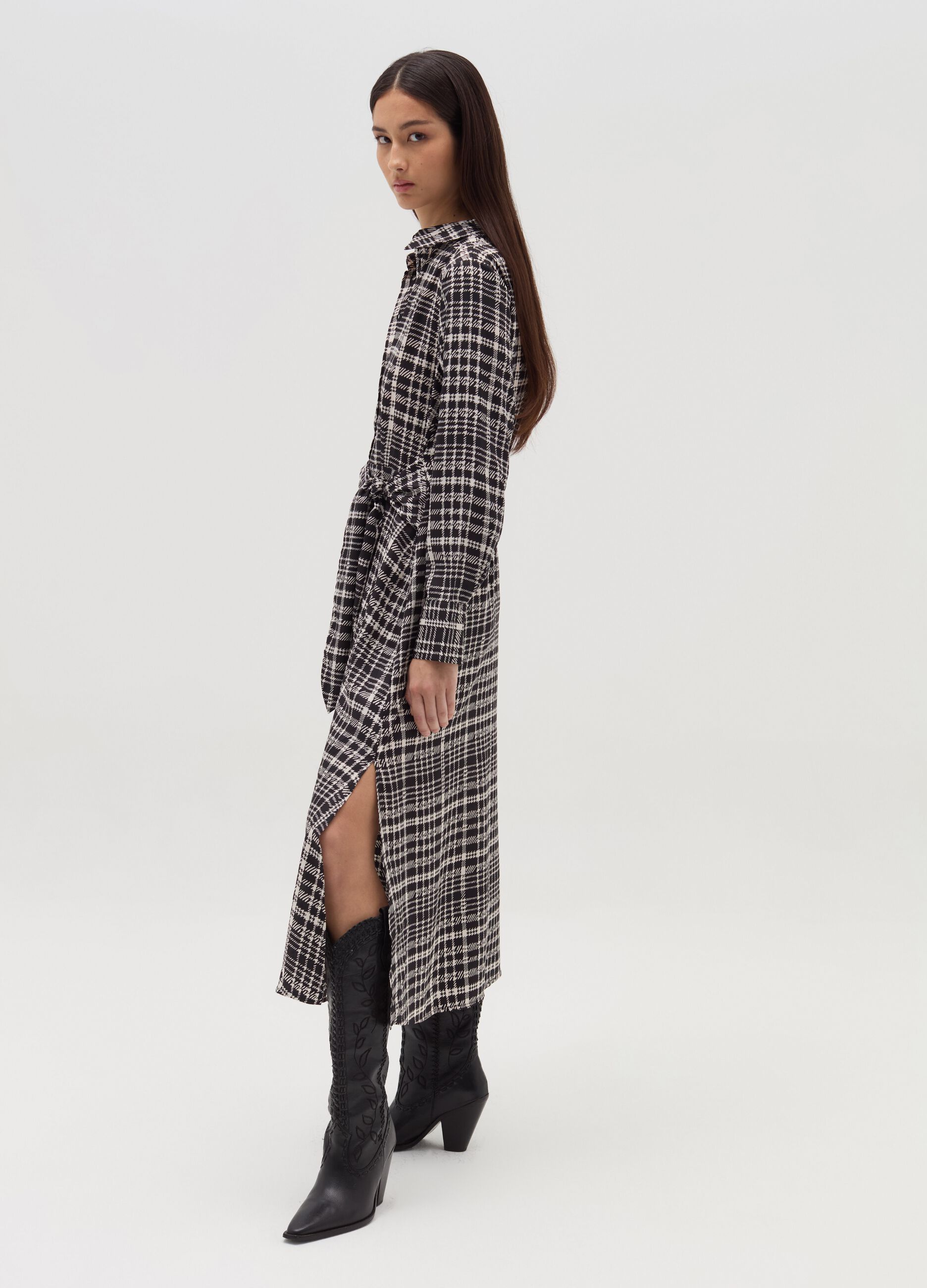 Long shirt dress in prince of Wales