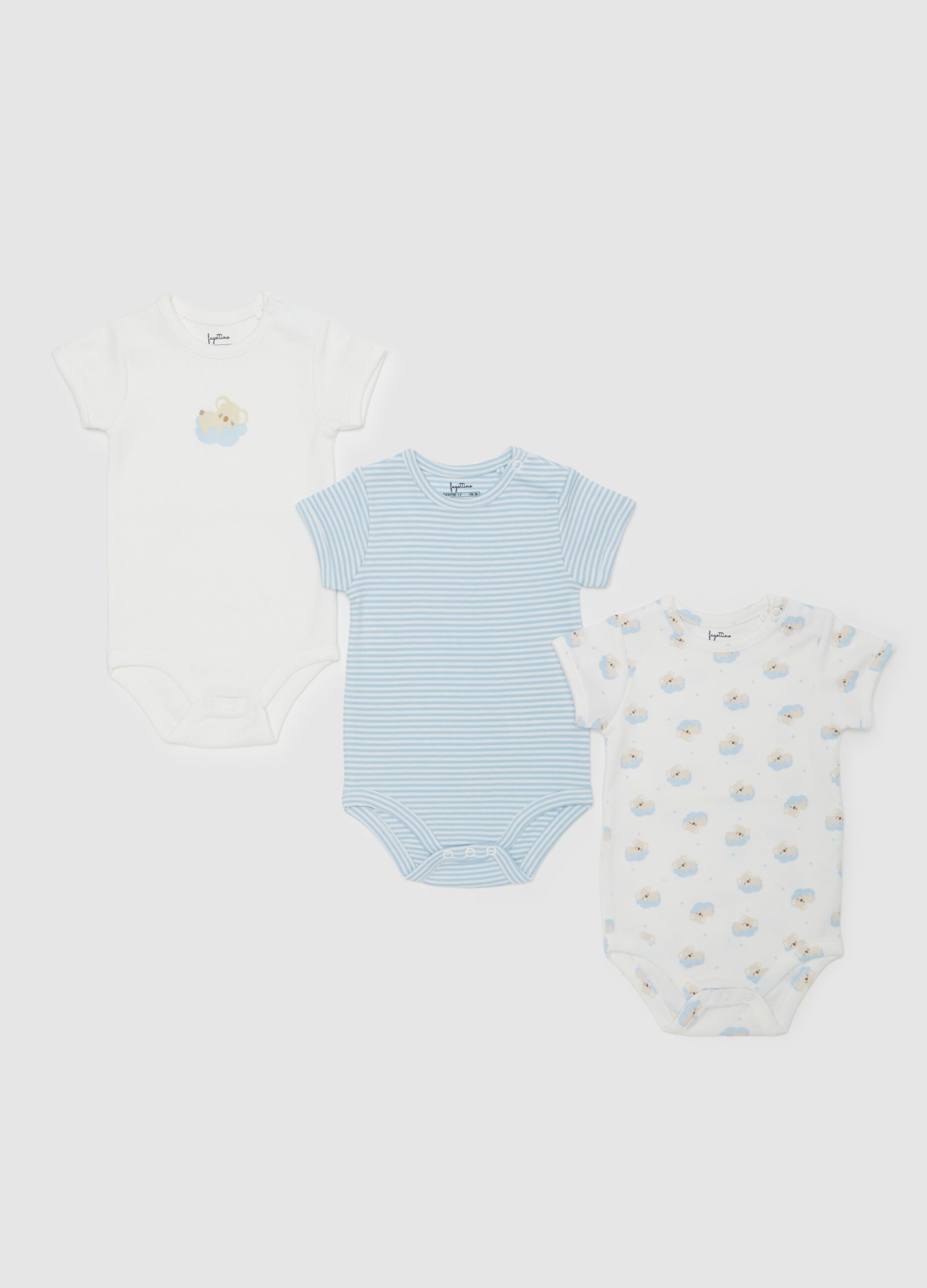 Three-pack bodysuits in organic cotton with print