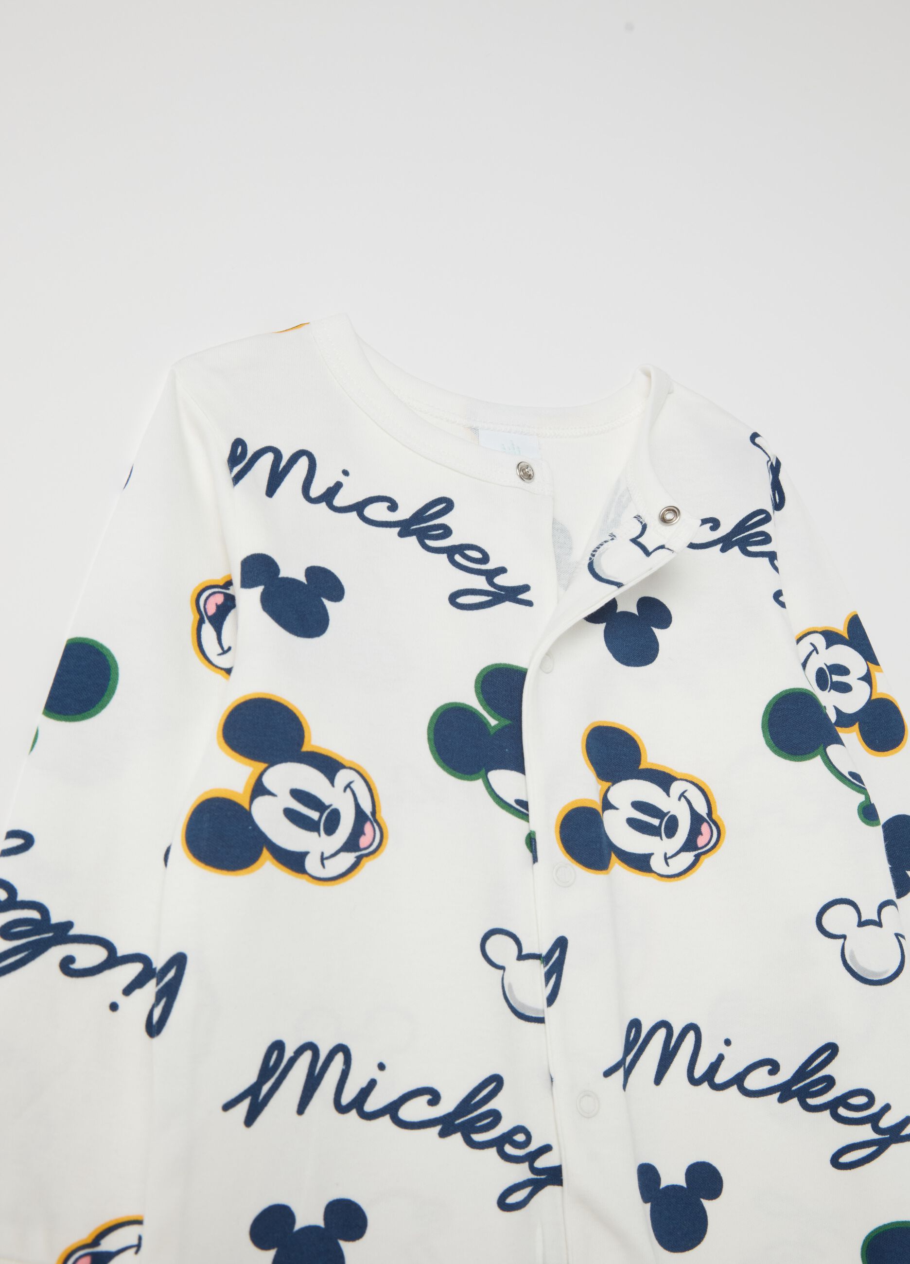 Two-pack onesies with feet and Mickey Mouse print