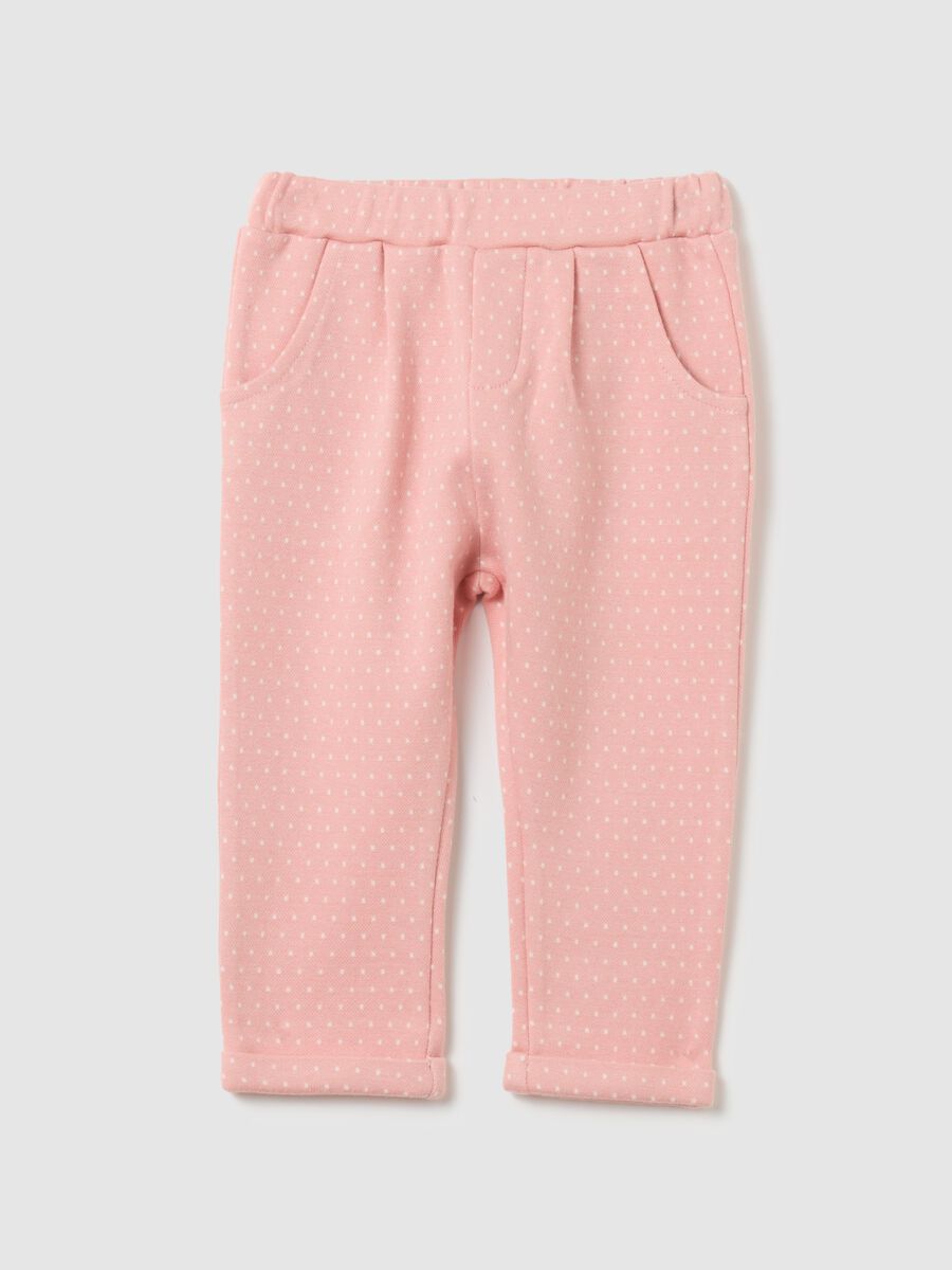 Trousers with micro polka dot motif jacquard_0