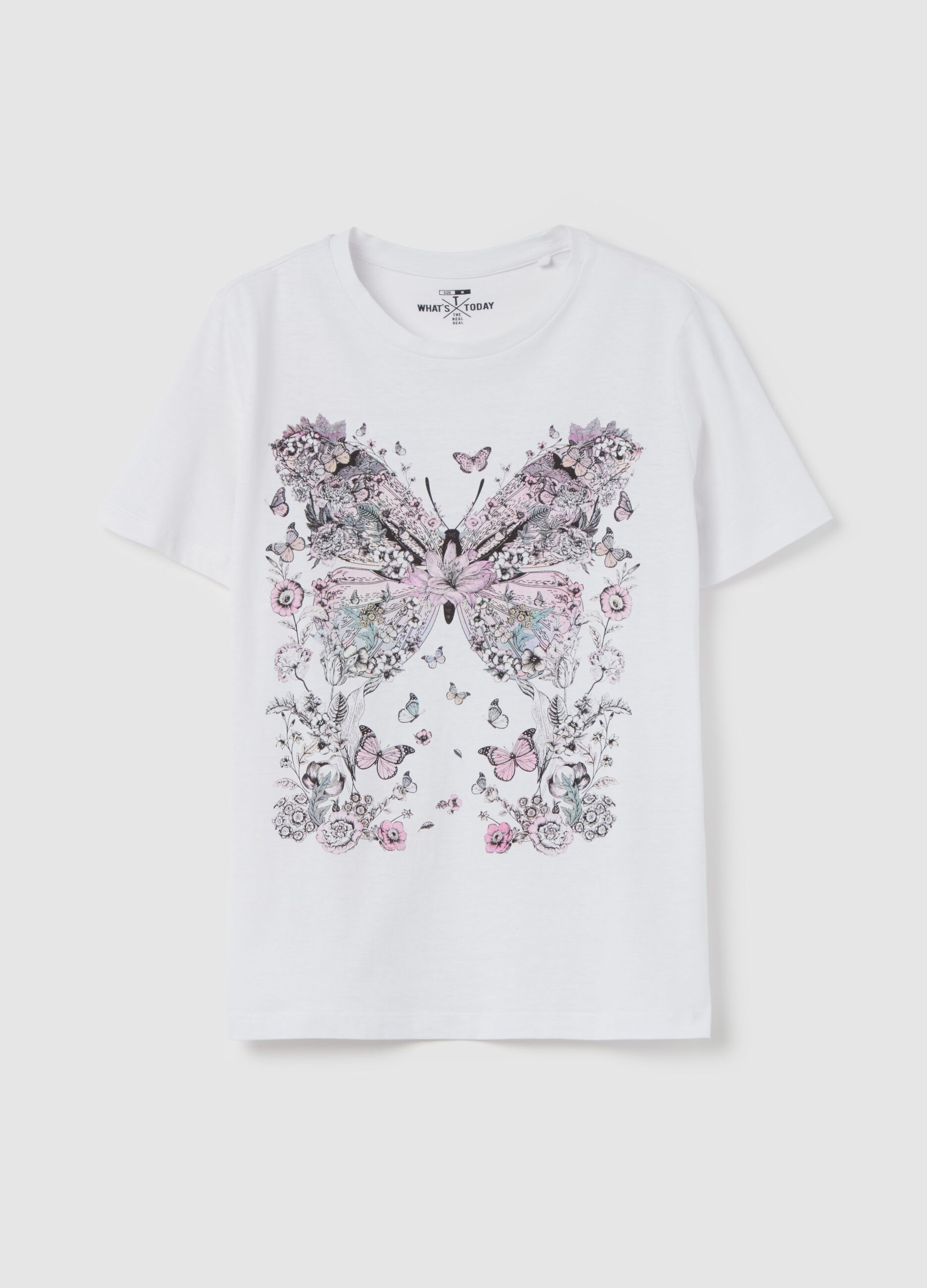 T-shirt with flowers and butterflies print