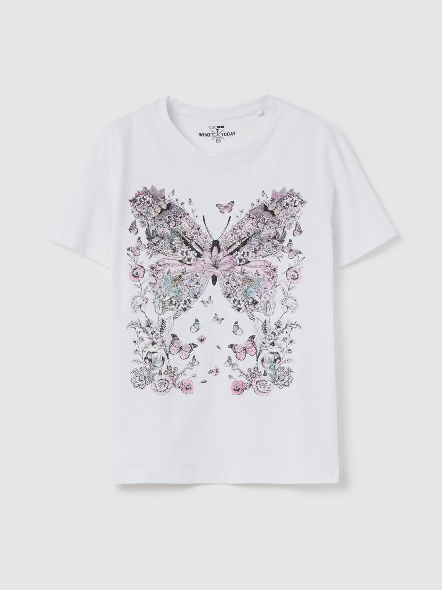 T-shirt with flowers and butterflies print_4