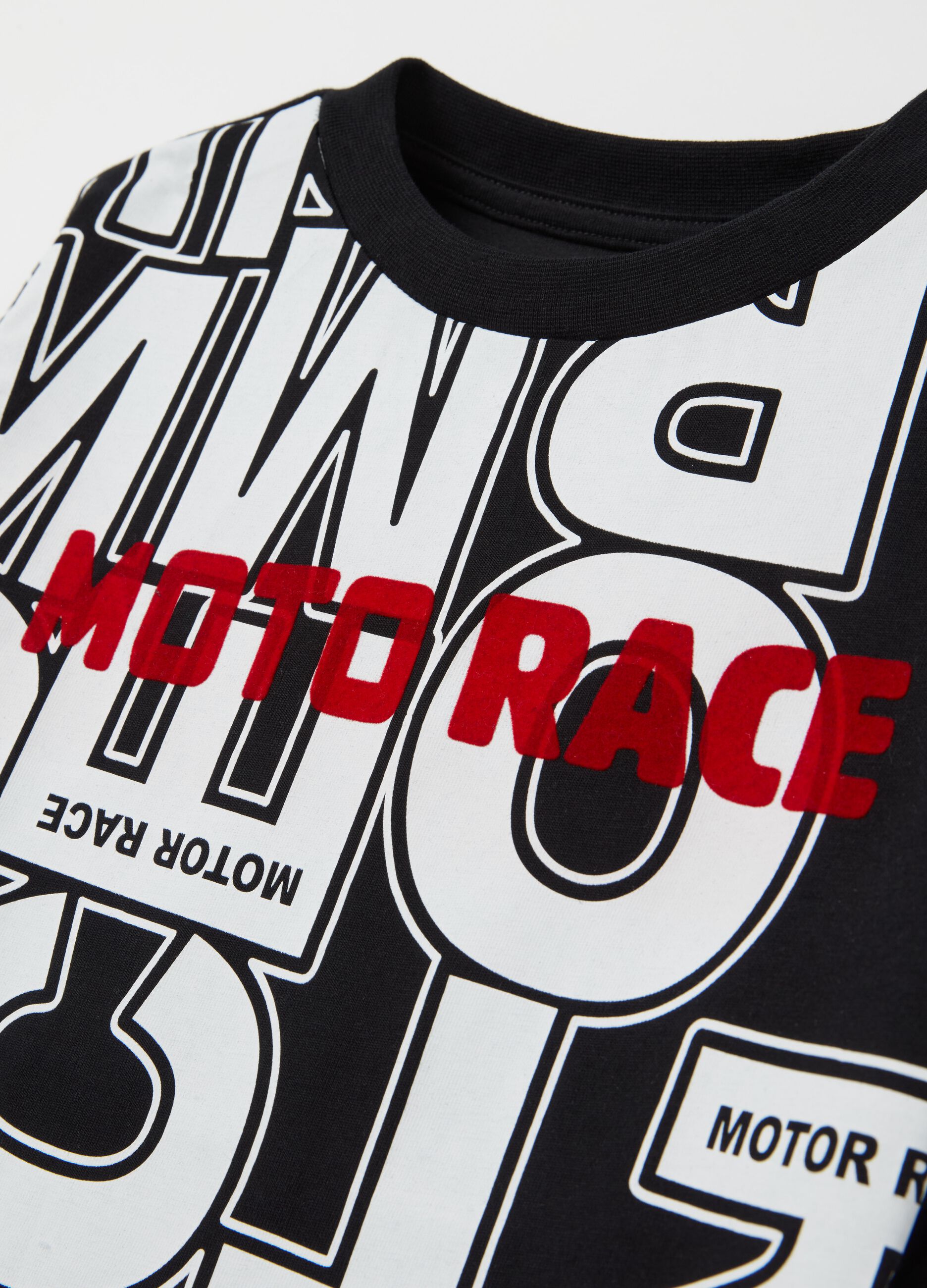 Long-sleeved T-shirt with "MOTO RACE" print