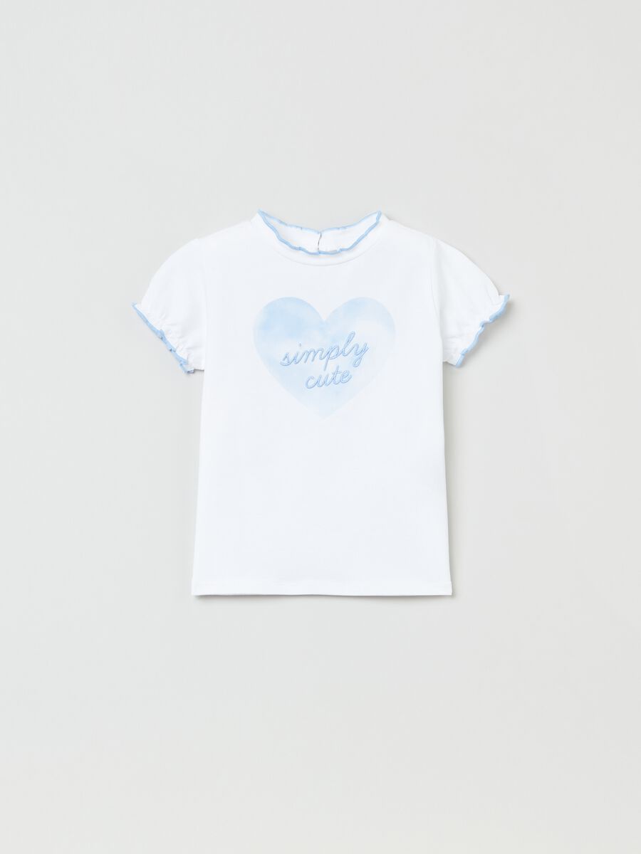 Cotton T-shirt with heart and embroidery_0