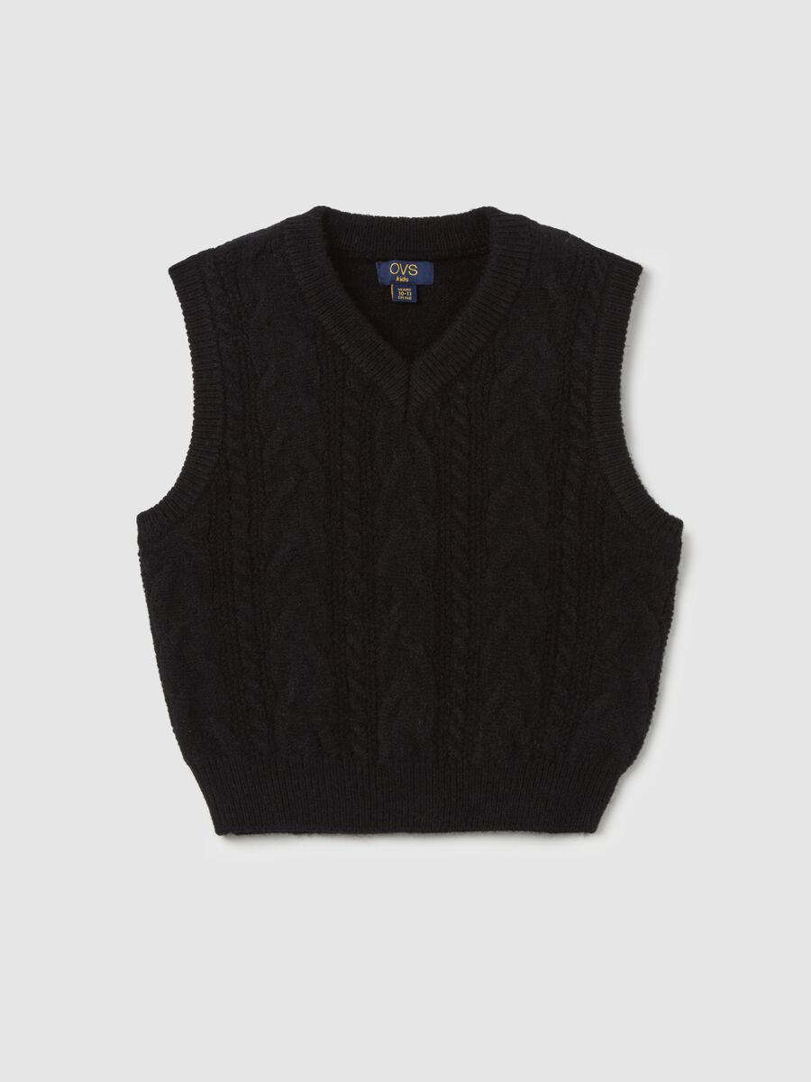 Cable-knit gilet with V neck_0