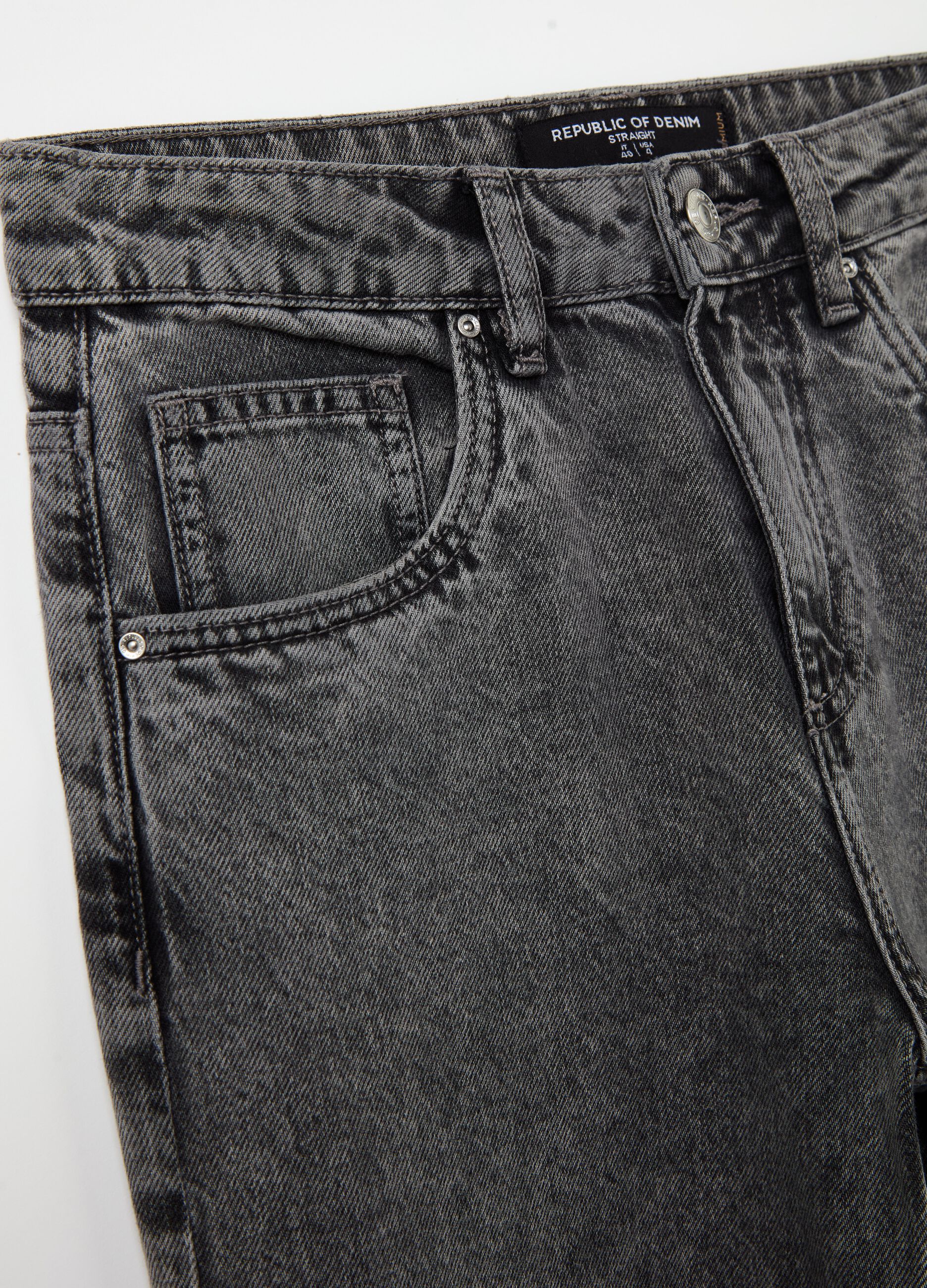 Straight-fit acid wash jeans with fading