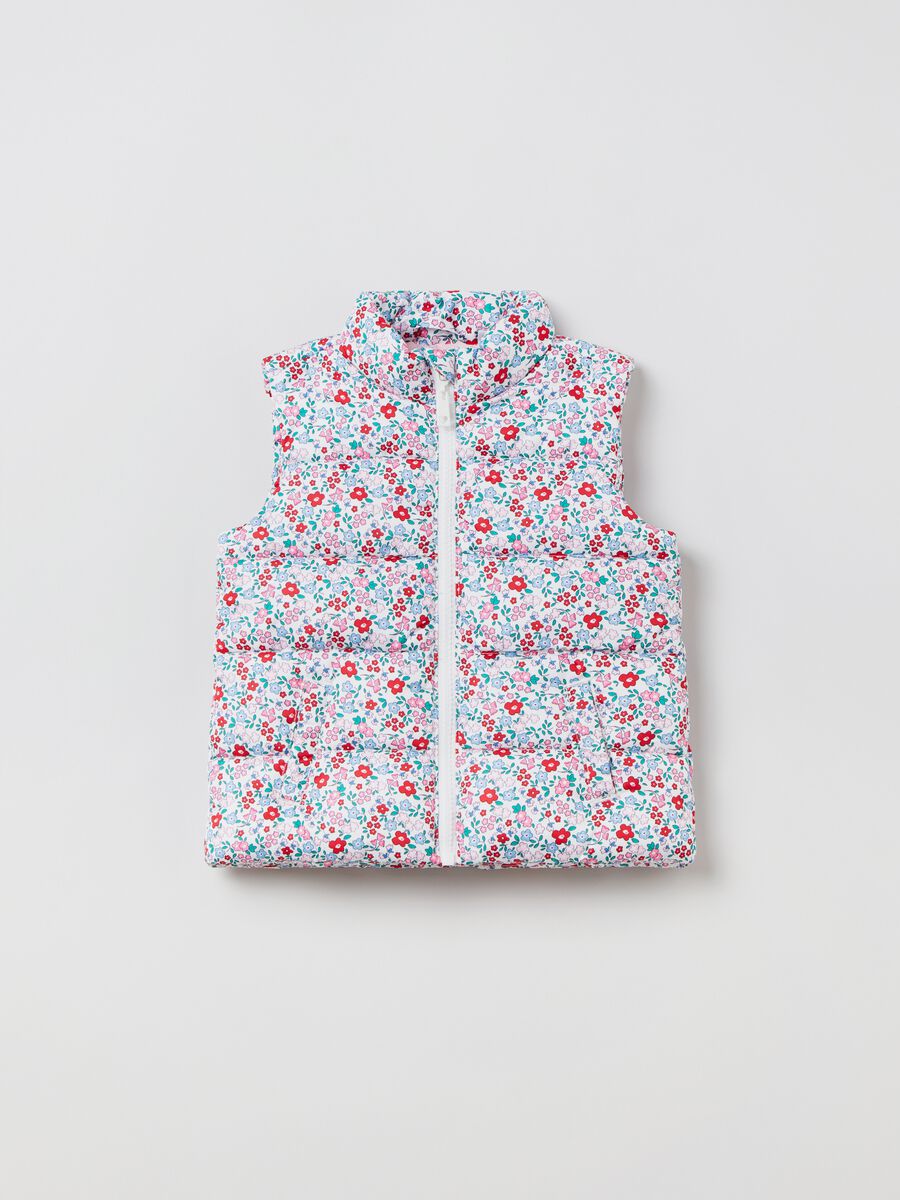 Padded gilet with flowers pattern_0