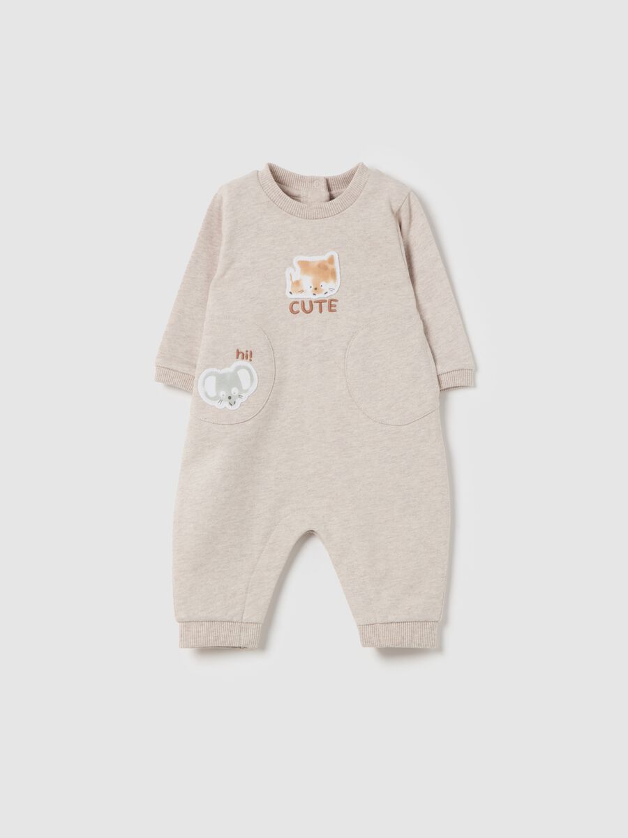 Organic cotton onesie with animals patch_0