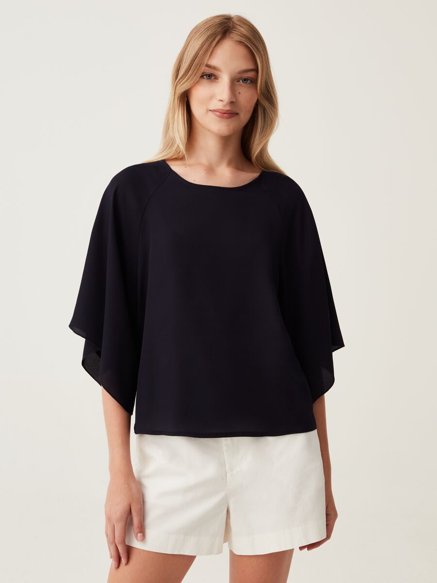 Georgette T-shirt with kimono sleeves_0