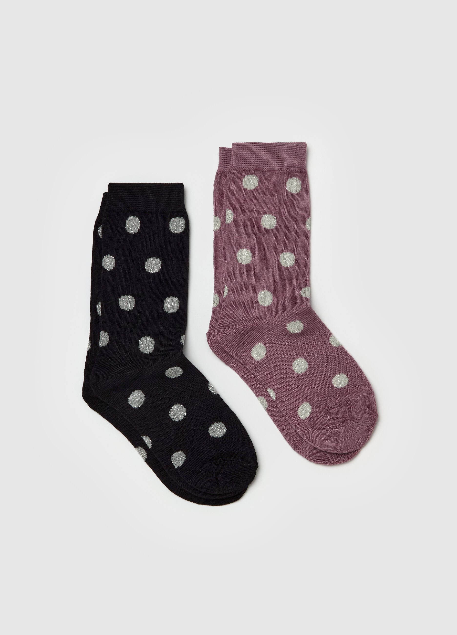 Two-pair pack short stretch socks with lurex