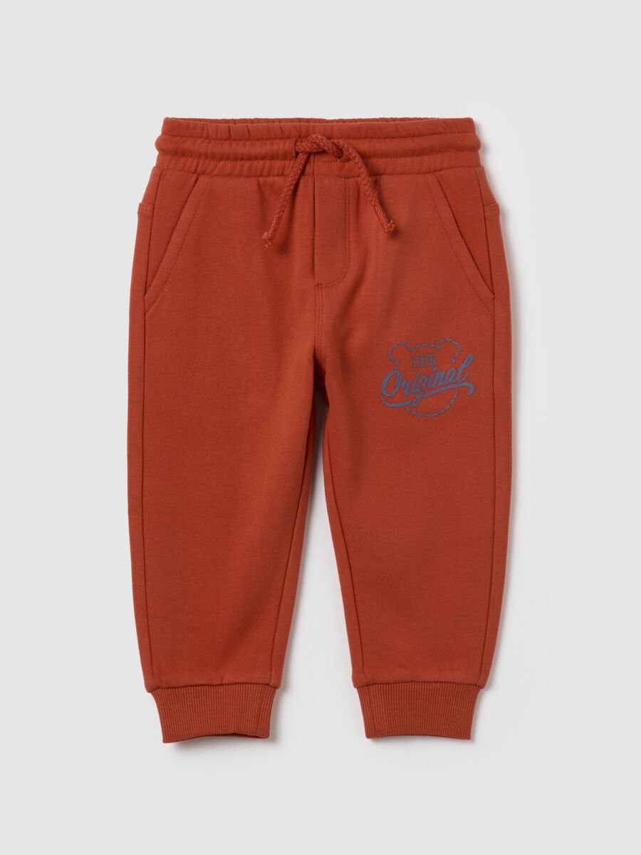 Fleece joggers with drawstring and print_0