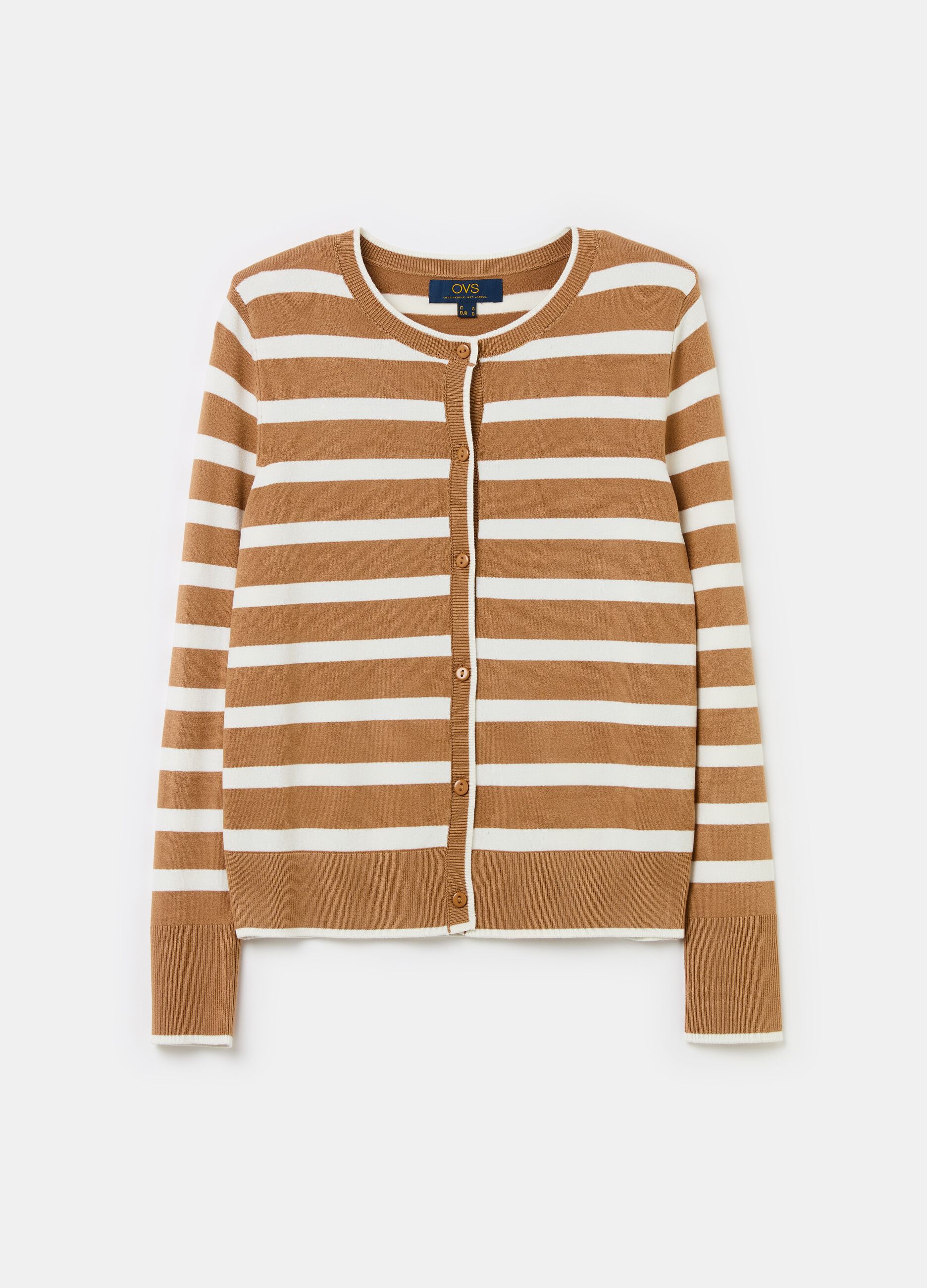 Striped cardigan with round neck