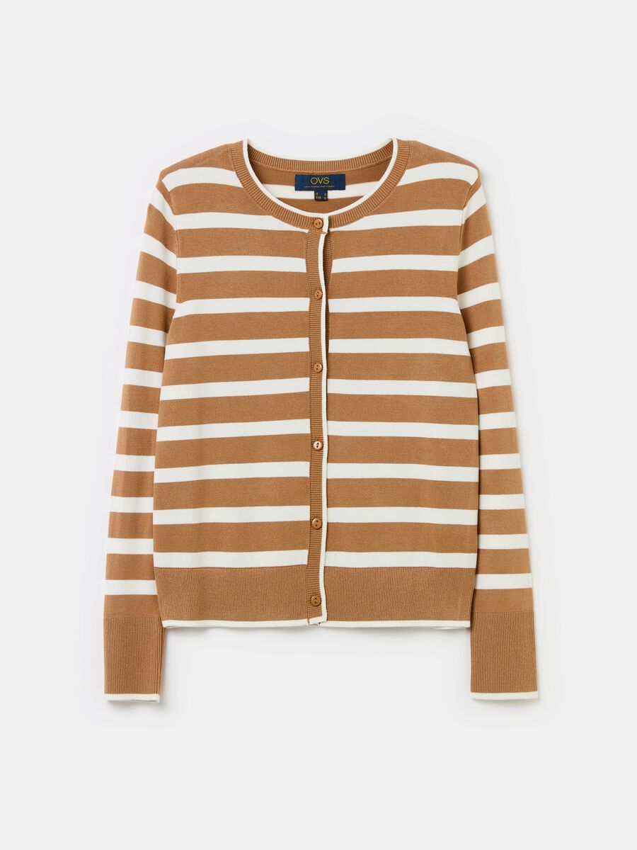 Striped cardigan with round neck_4