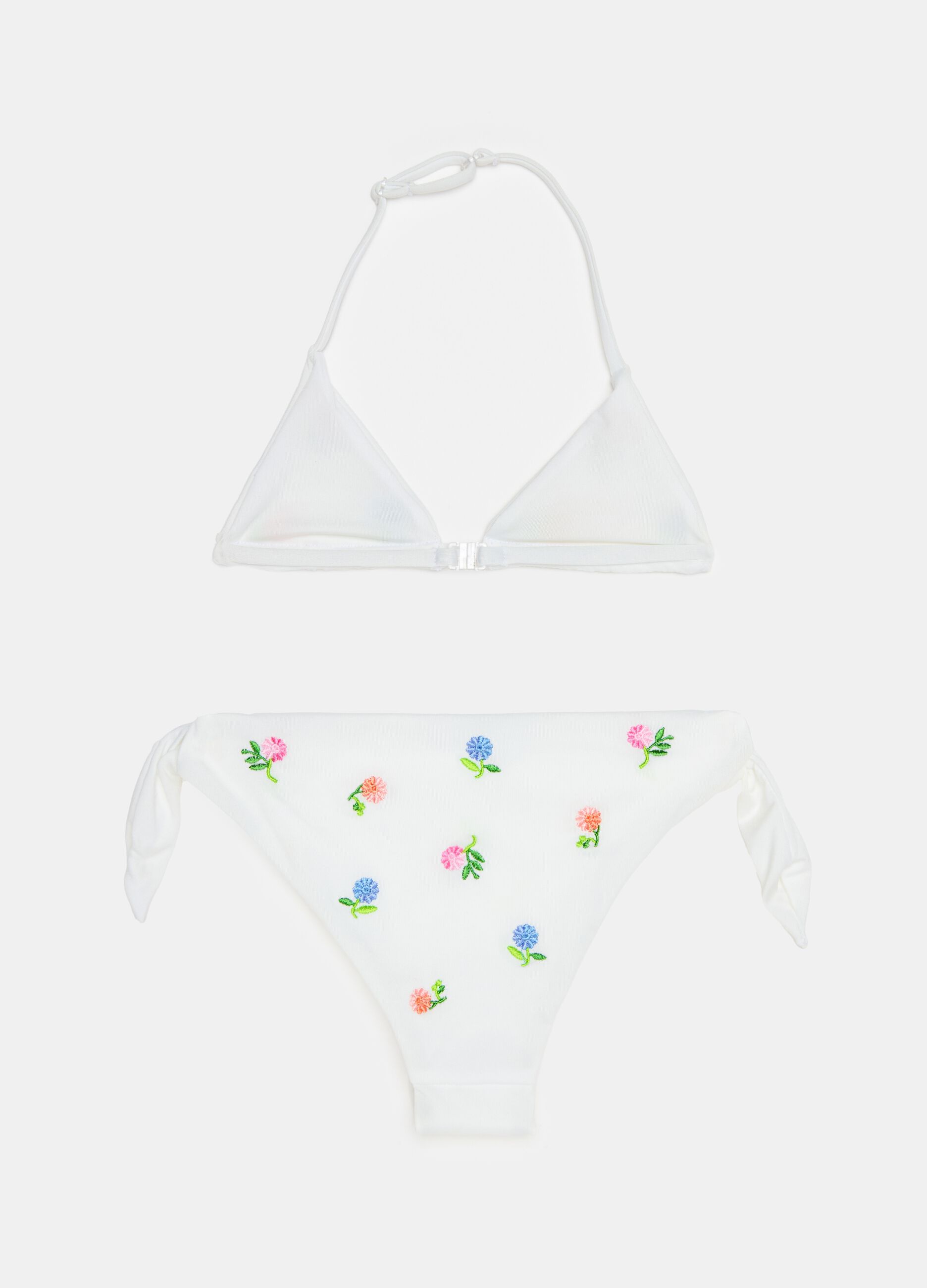 Bikini with small flowers embroidery