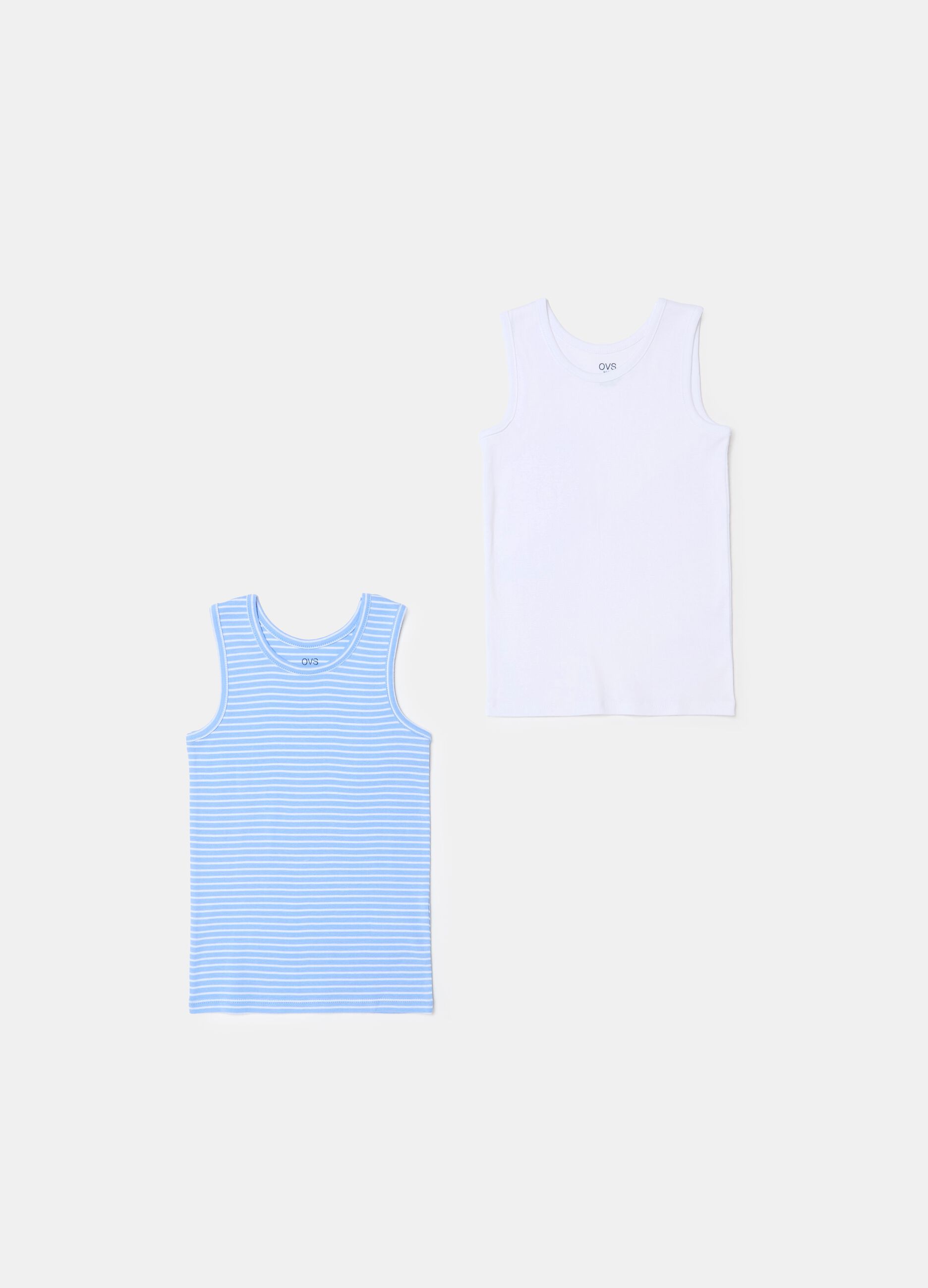 Two-pack racerback vests with striped pattern