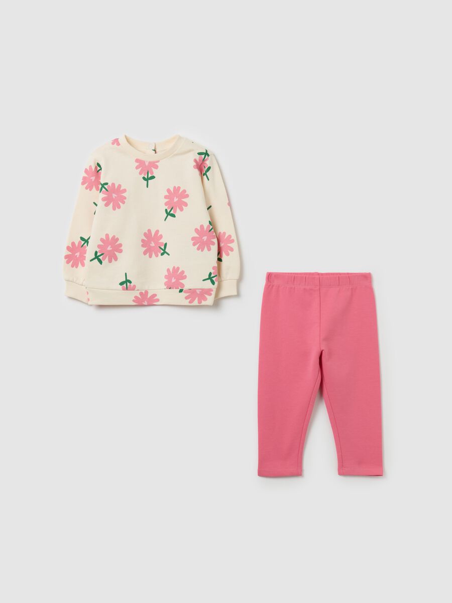 Jogging set with top with flowers print_0