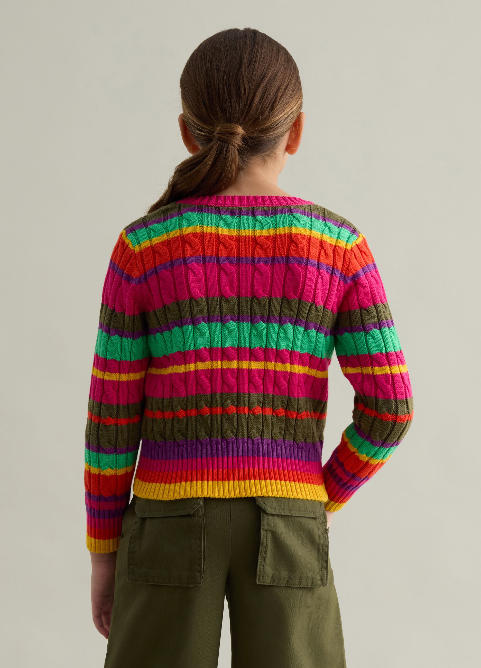 Cotton pullover with striped pattern