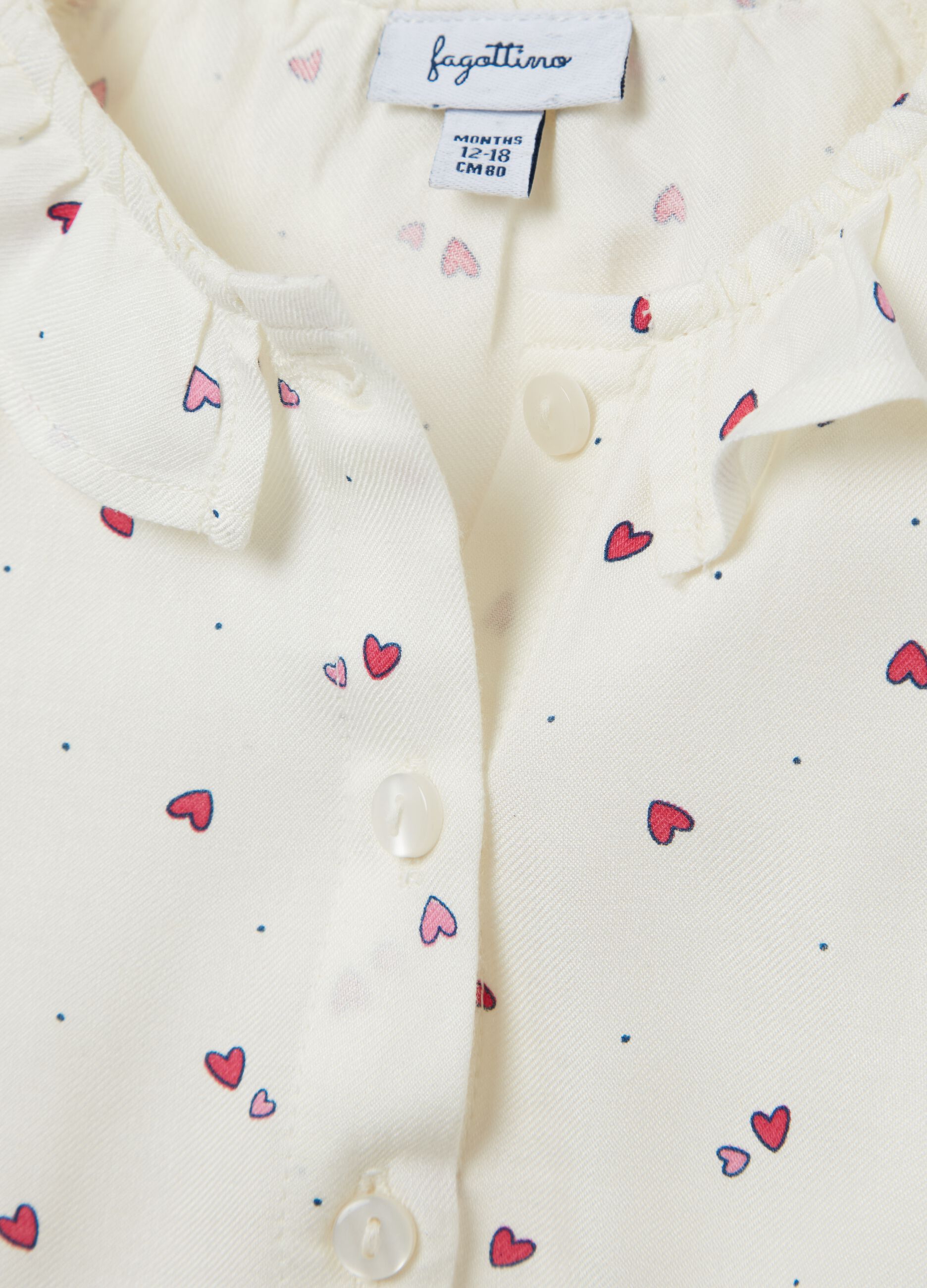 Viscose shirt with small hearts print