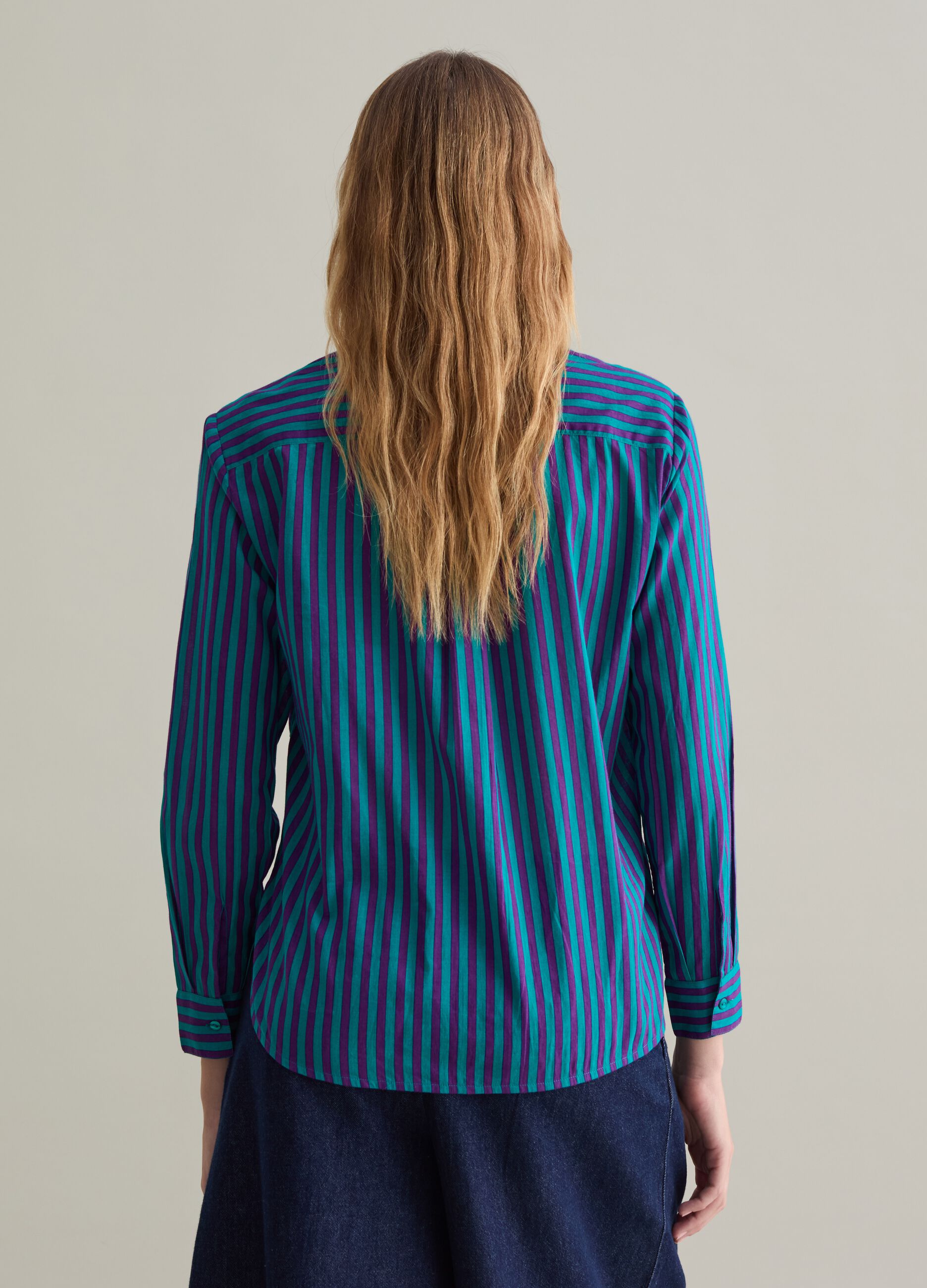 Striped shirt with Mandarin collar