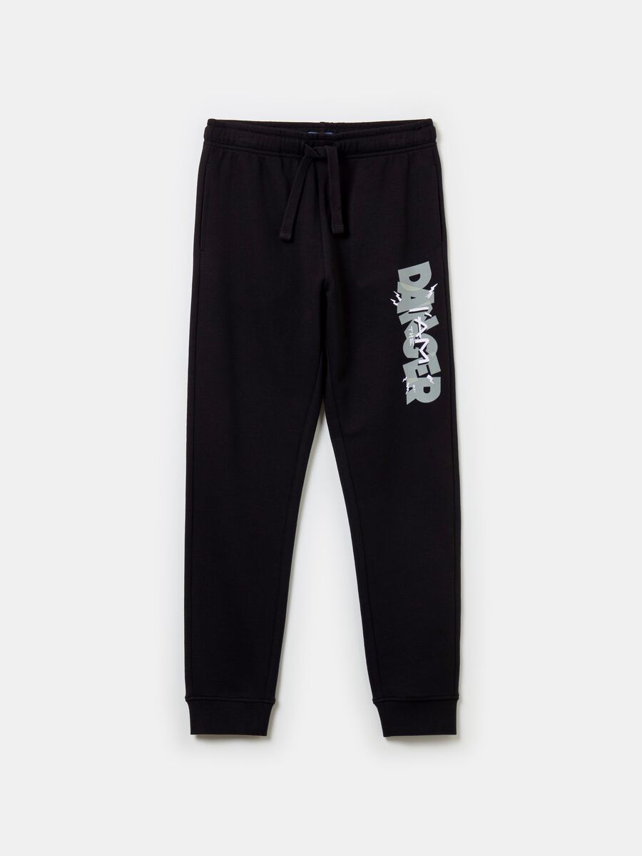 Fleece joggers with drawstring and print_3