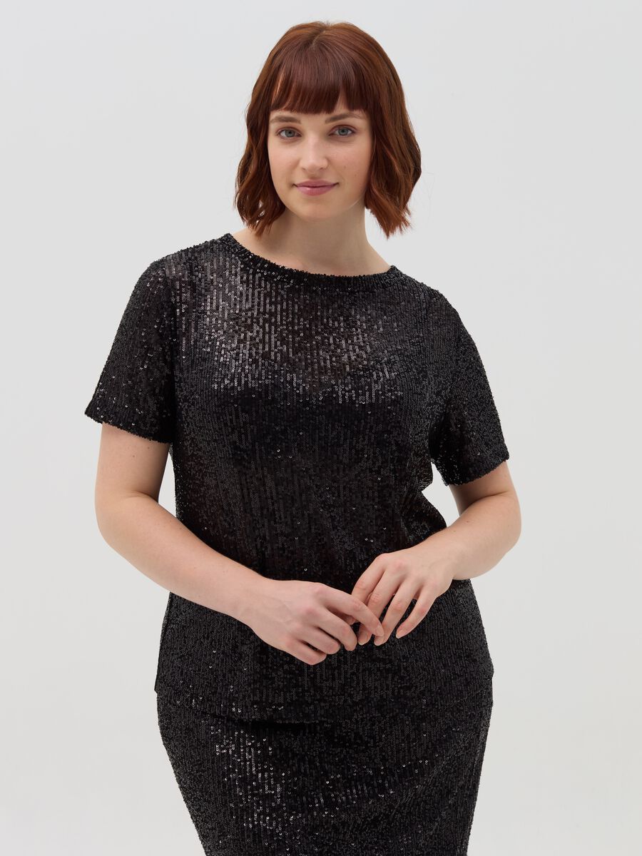 Curvy T-shirt with sequins_0