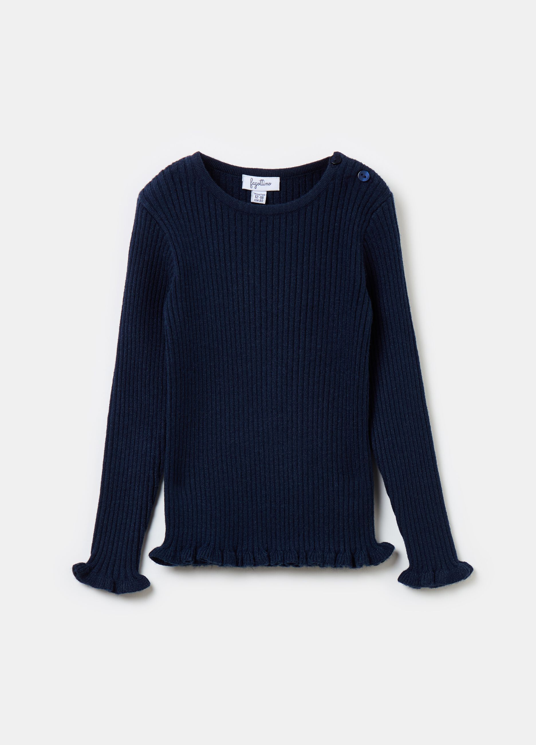 Ribbed pullover with frills