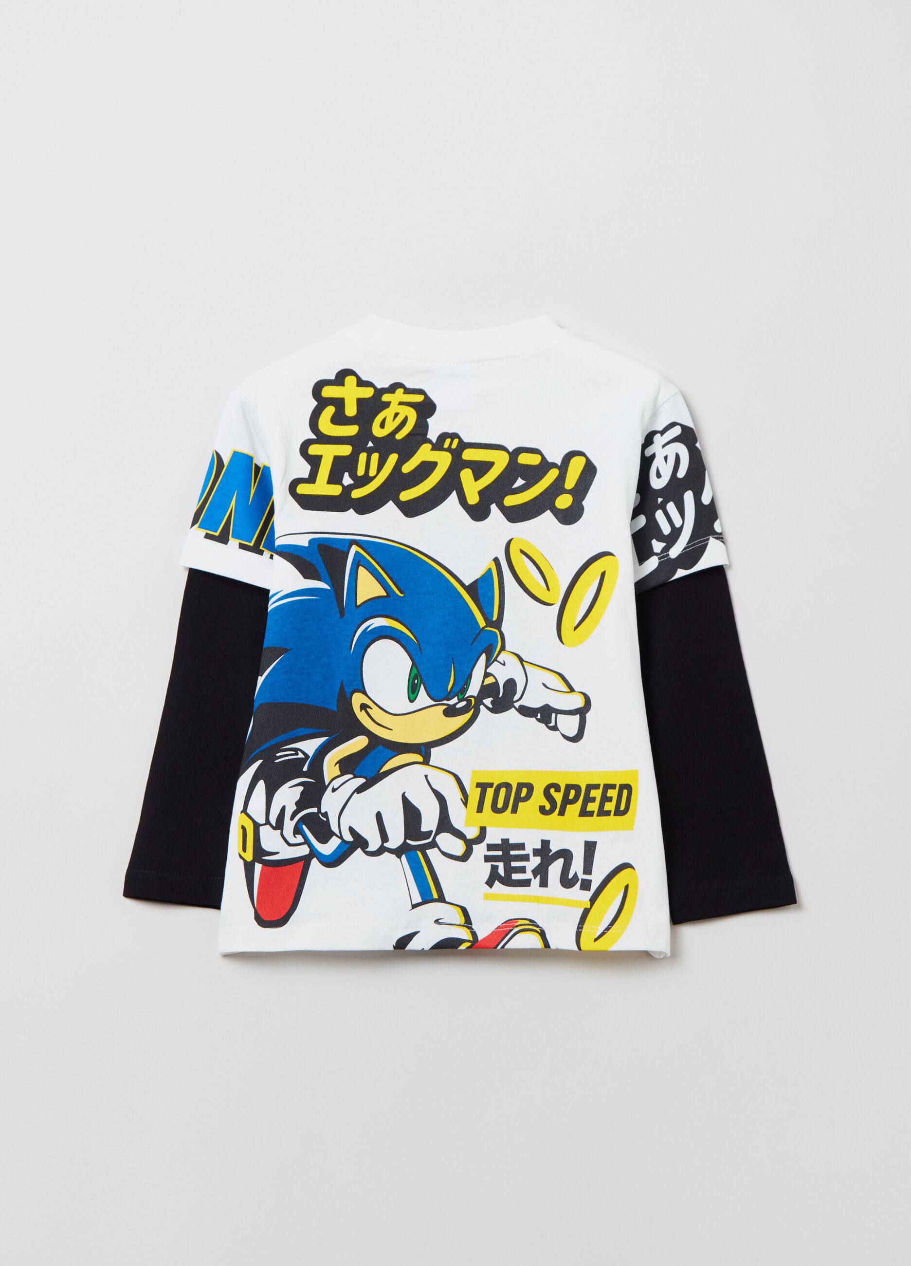 T-shirt with long sleeves and Sonic print