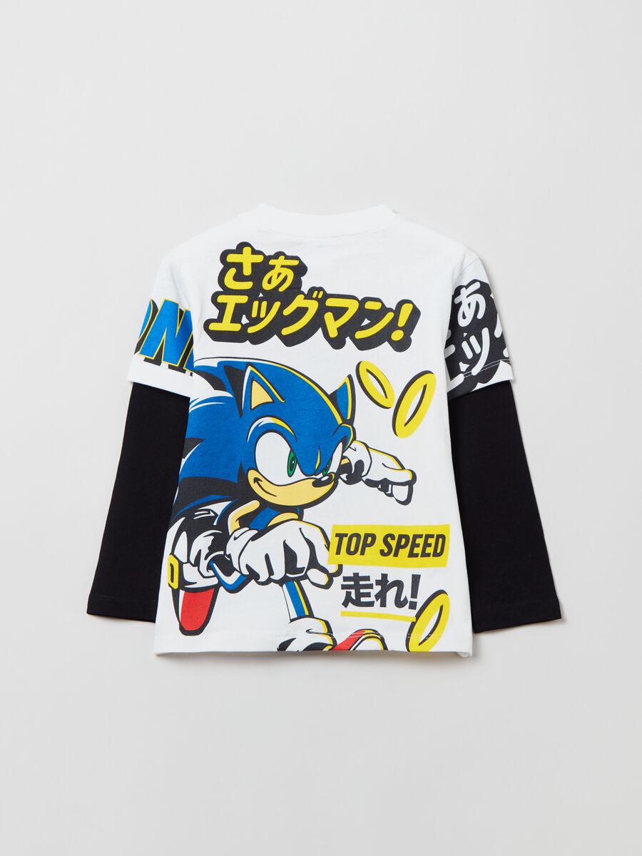 T-shirt with long sleeves and Sonic print_1