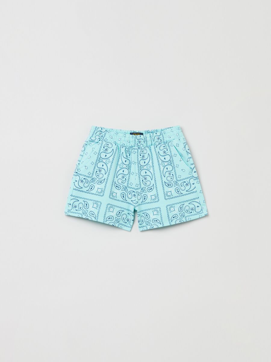 Cotton shorts with cashmere print_0