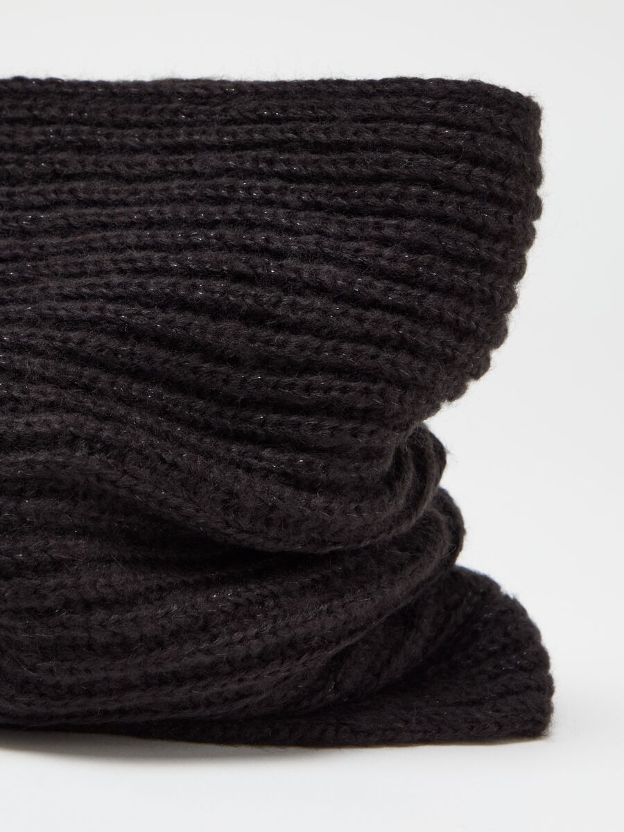 Ribbed neck warmer in lurex_2