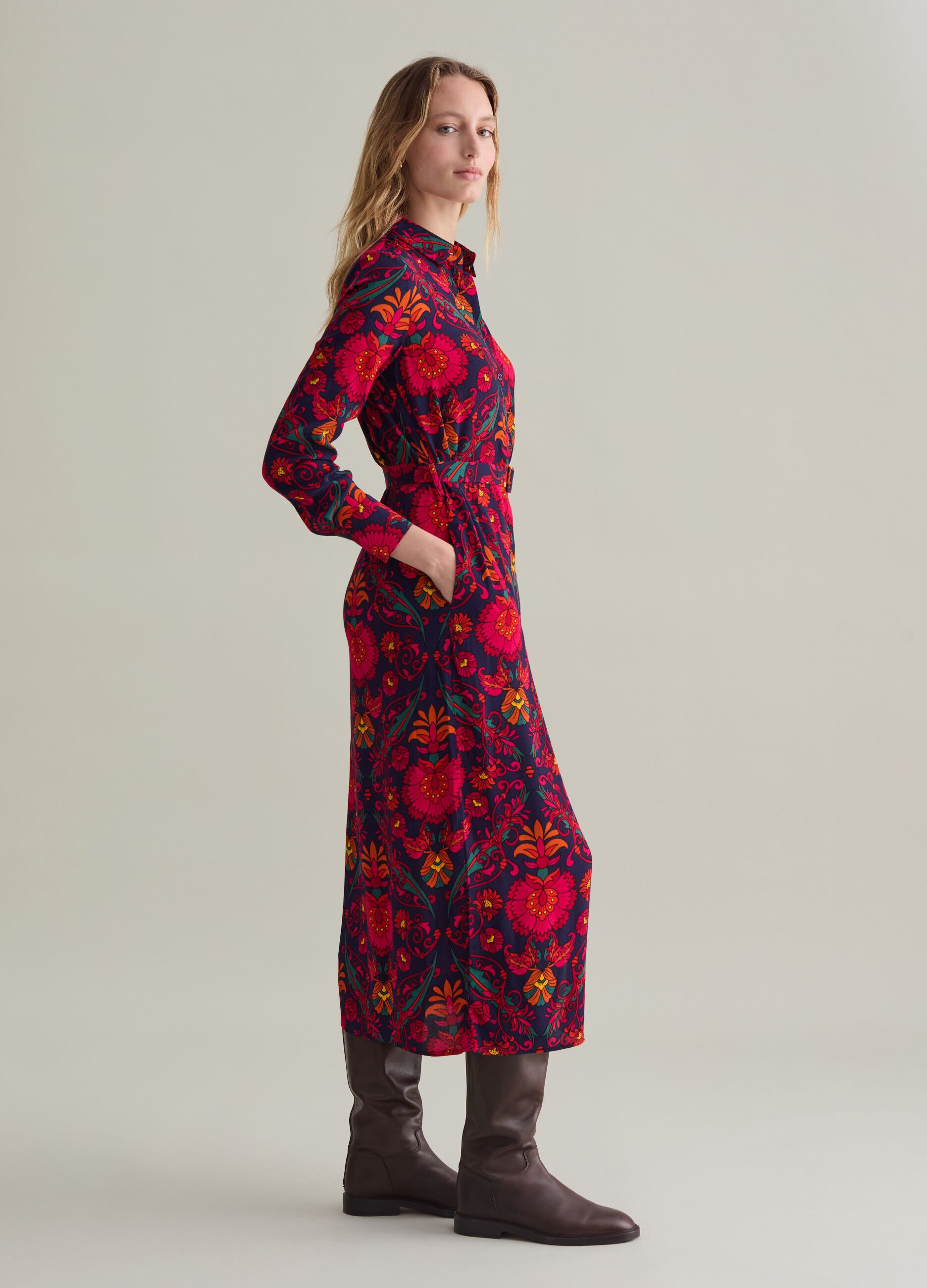 Long shirt dress with print