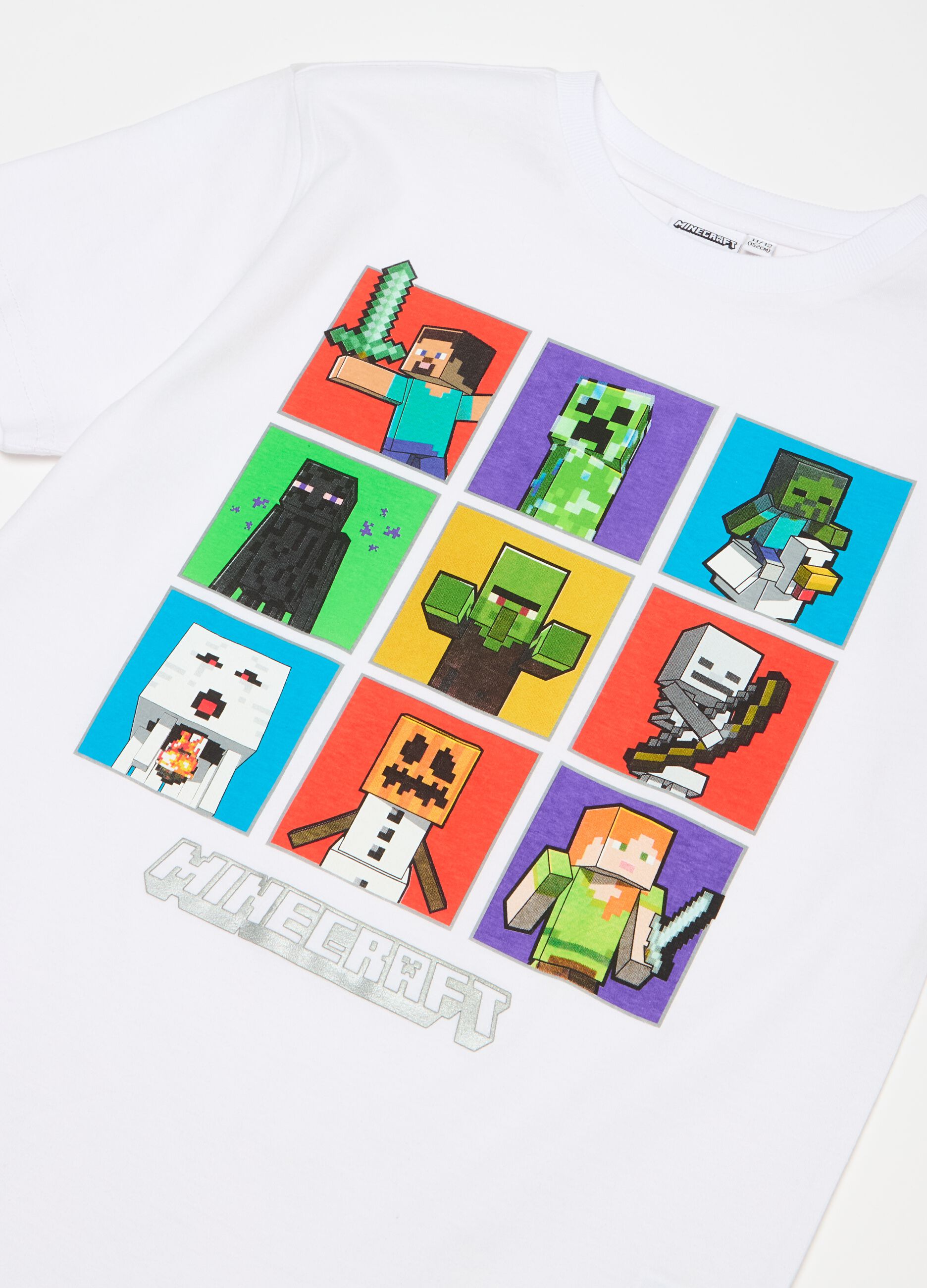 T-shirt with Minecraft blocks print